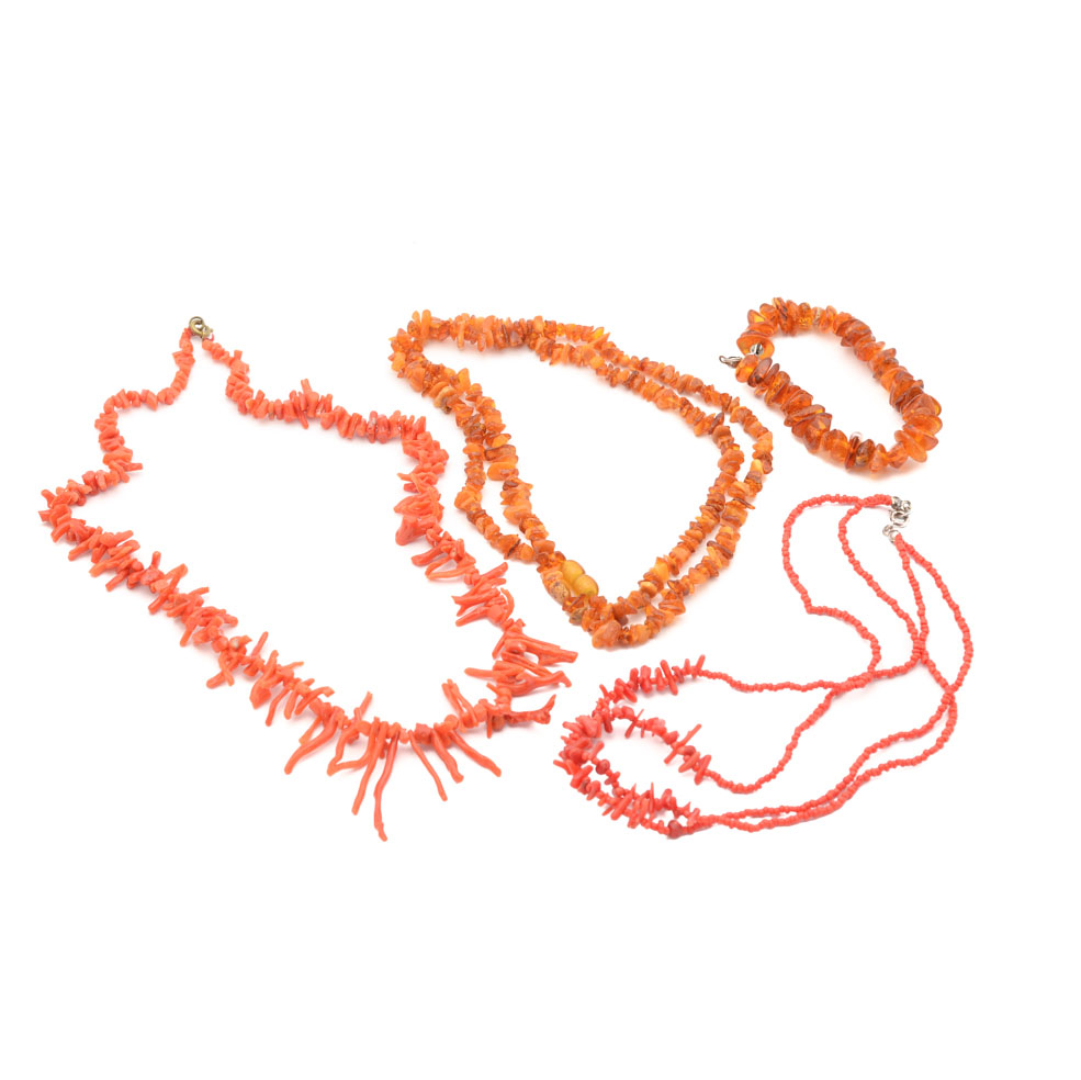 Amber and Coral Jewelry