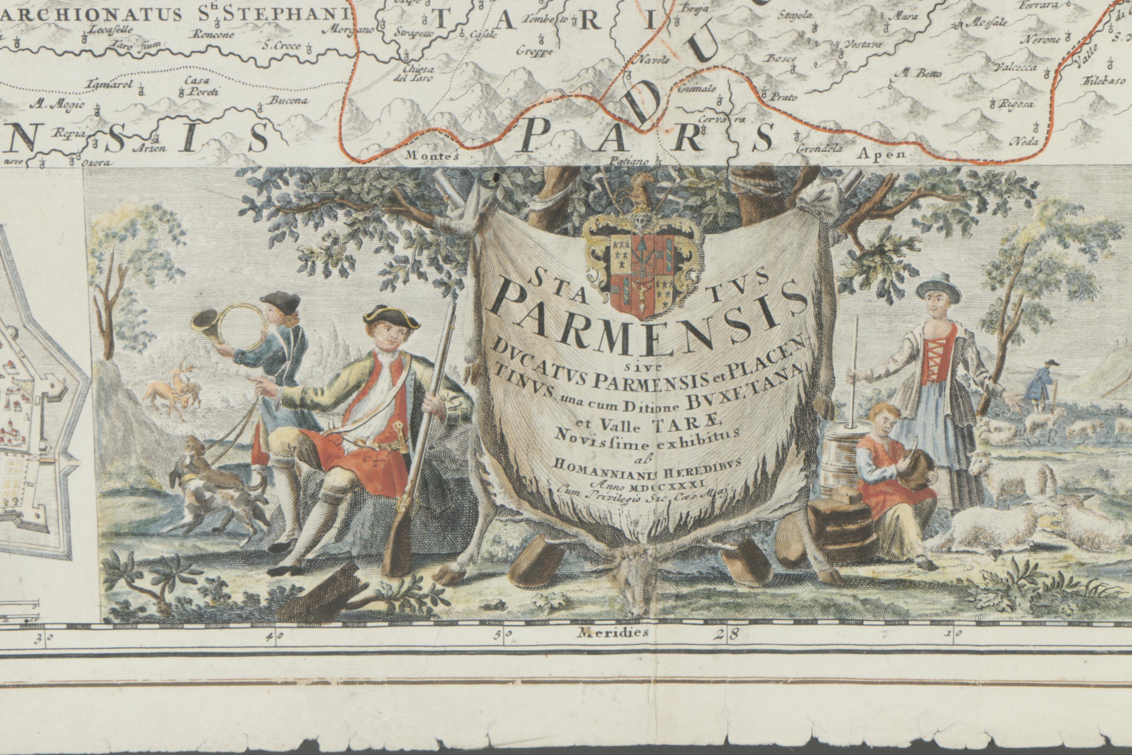 1731 Hand-Colored Engraved Map "Status Parmensis"