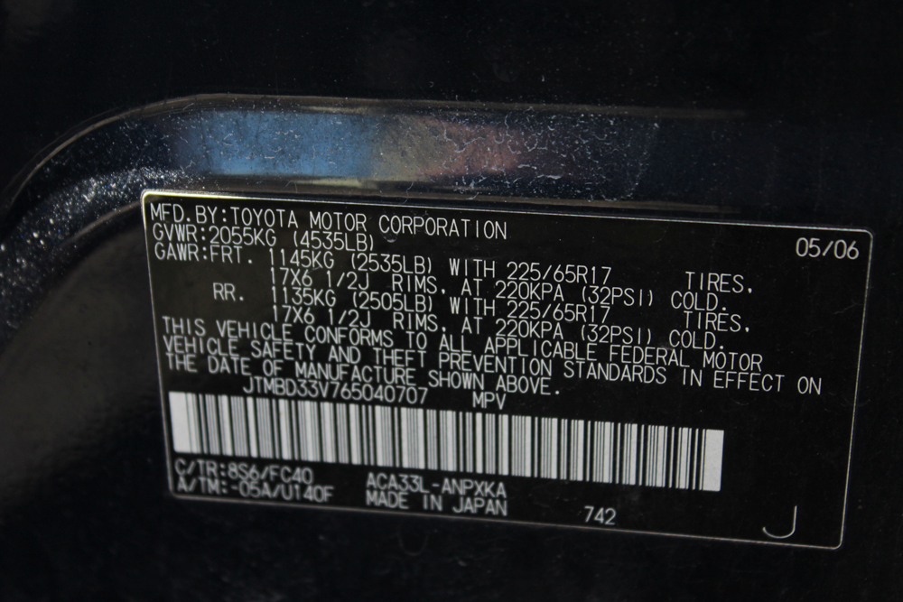 2006 Toyota RAV4 4DR SUV 4WD