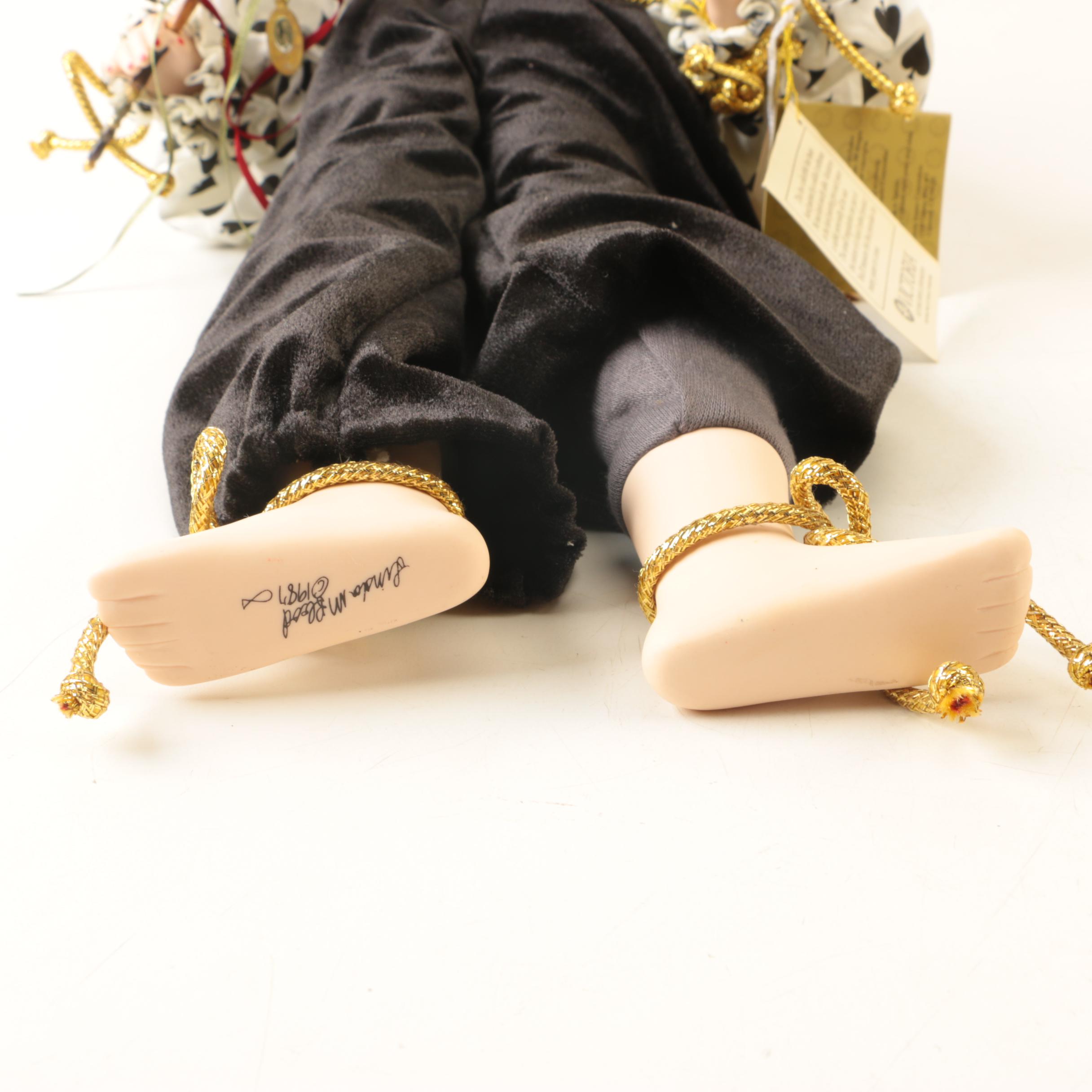 Signed Linda M. Blood Pierrot doll