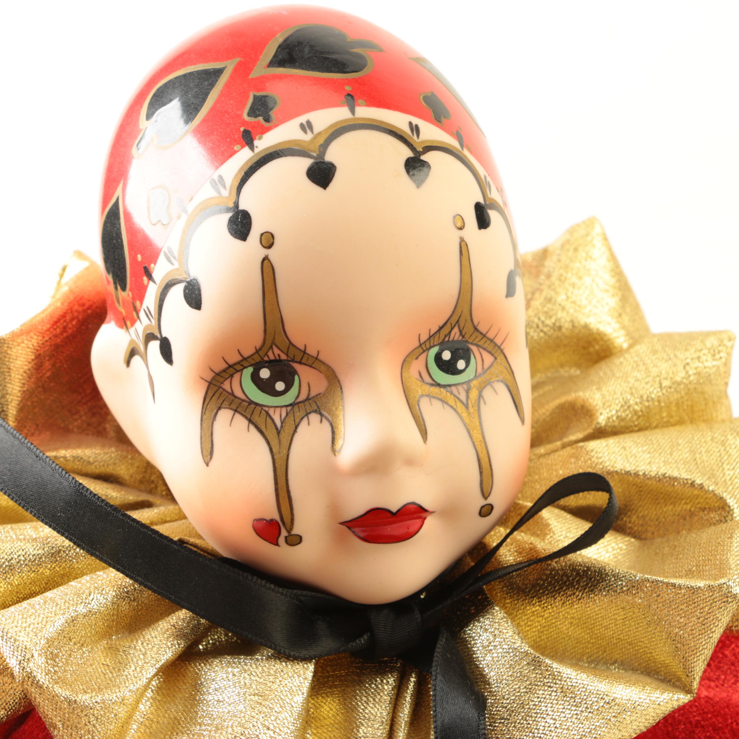 Signed Linda M. Blood Pierrot doll