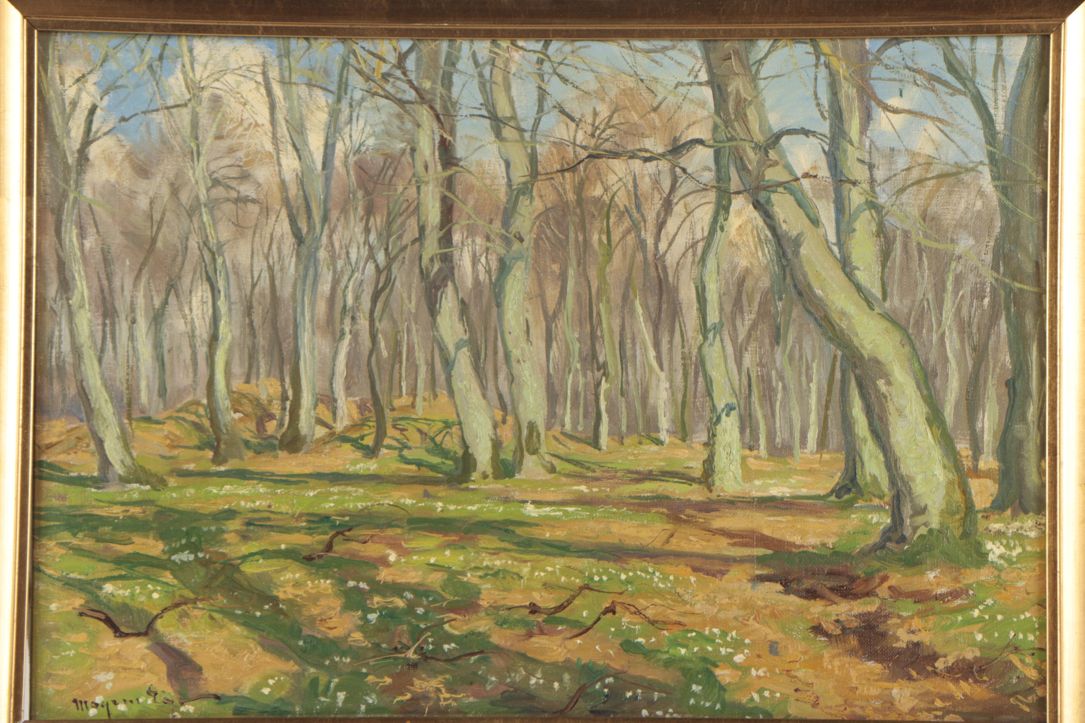 Mogens Ege Oil Painting of Early Spring Landscape