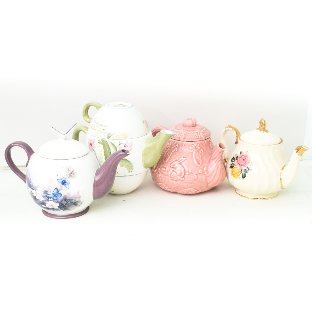 Ceramic Teapots including Bordallo Pinheiro of Portugual