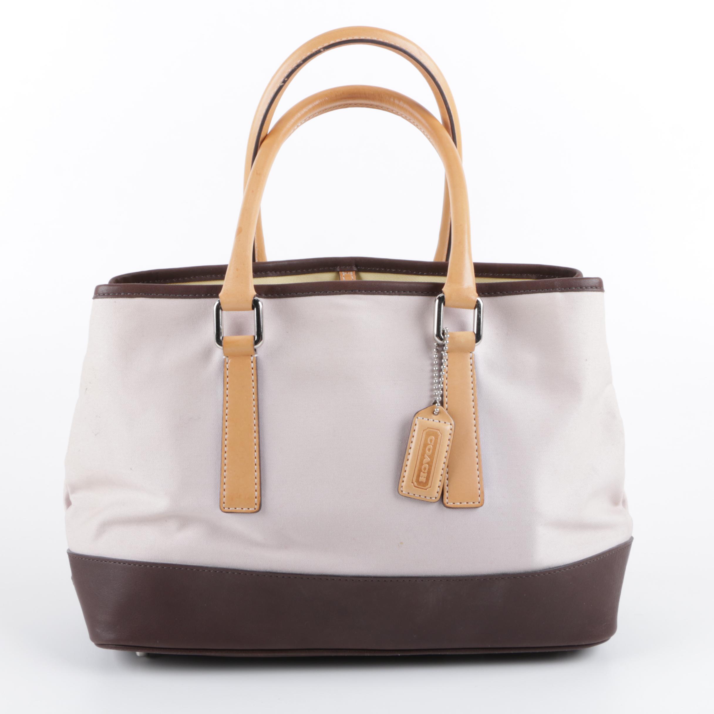 2001 Coach Hampton Canvas and Leather Carryall Tote