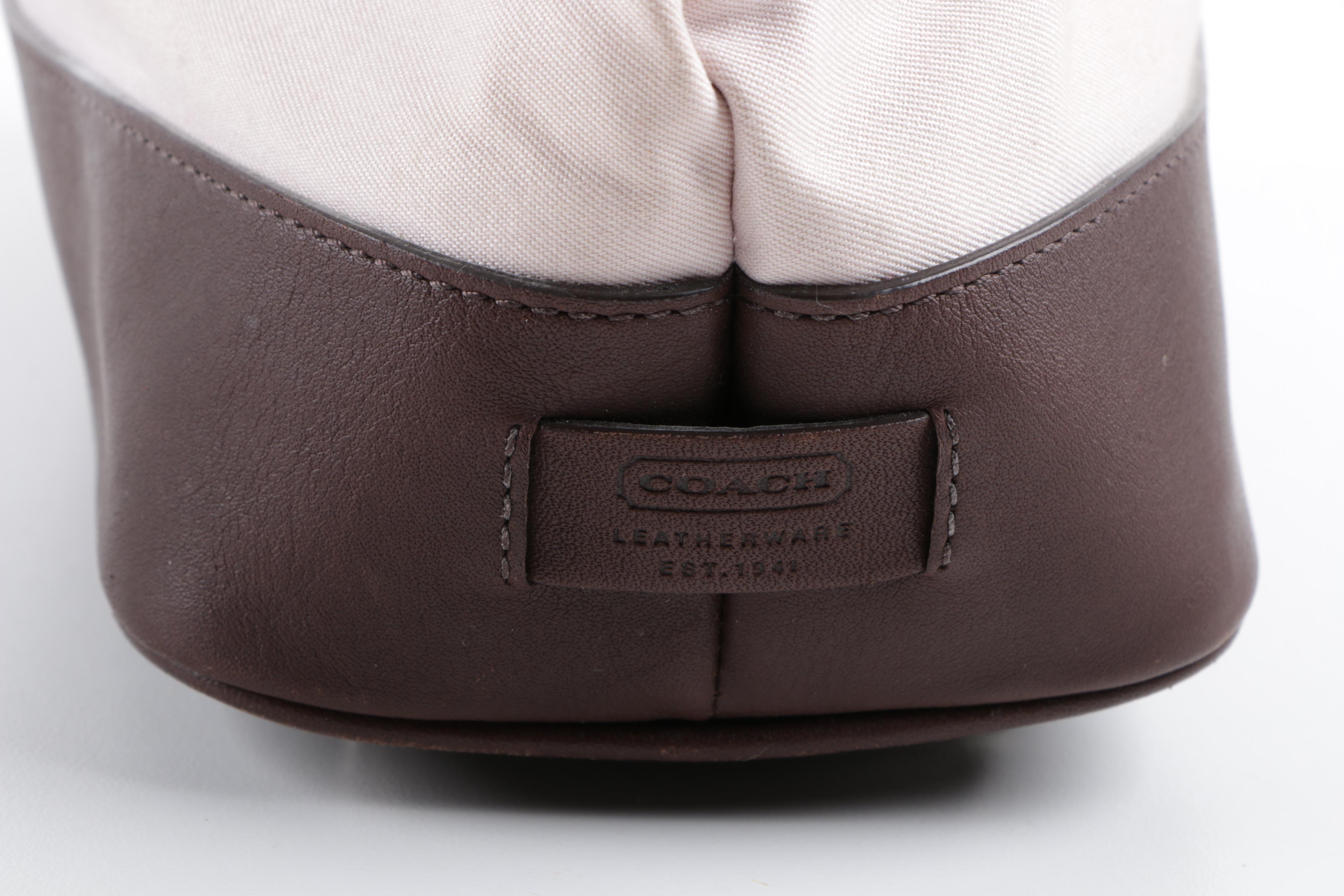 2001 Coach Hampton Canvas and Leather Carryall Tote