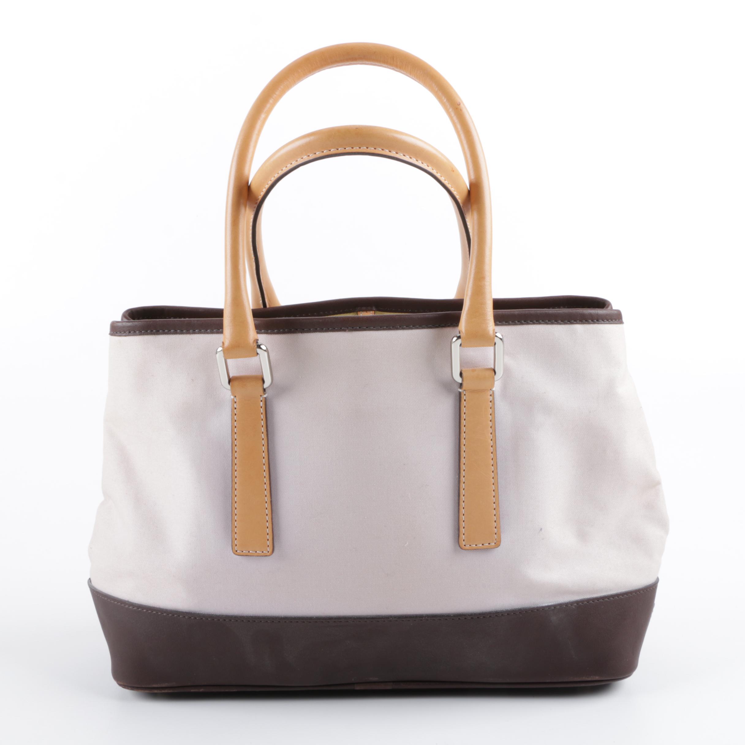 2001 Coach Hampton Canvas and Leather Carryall Tote