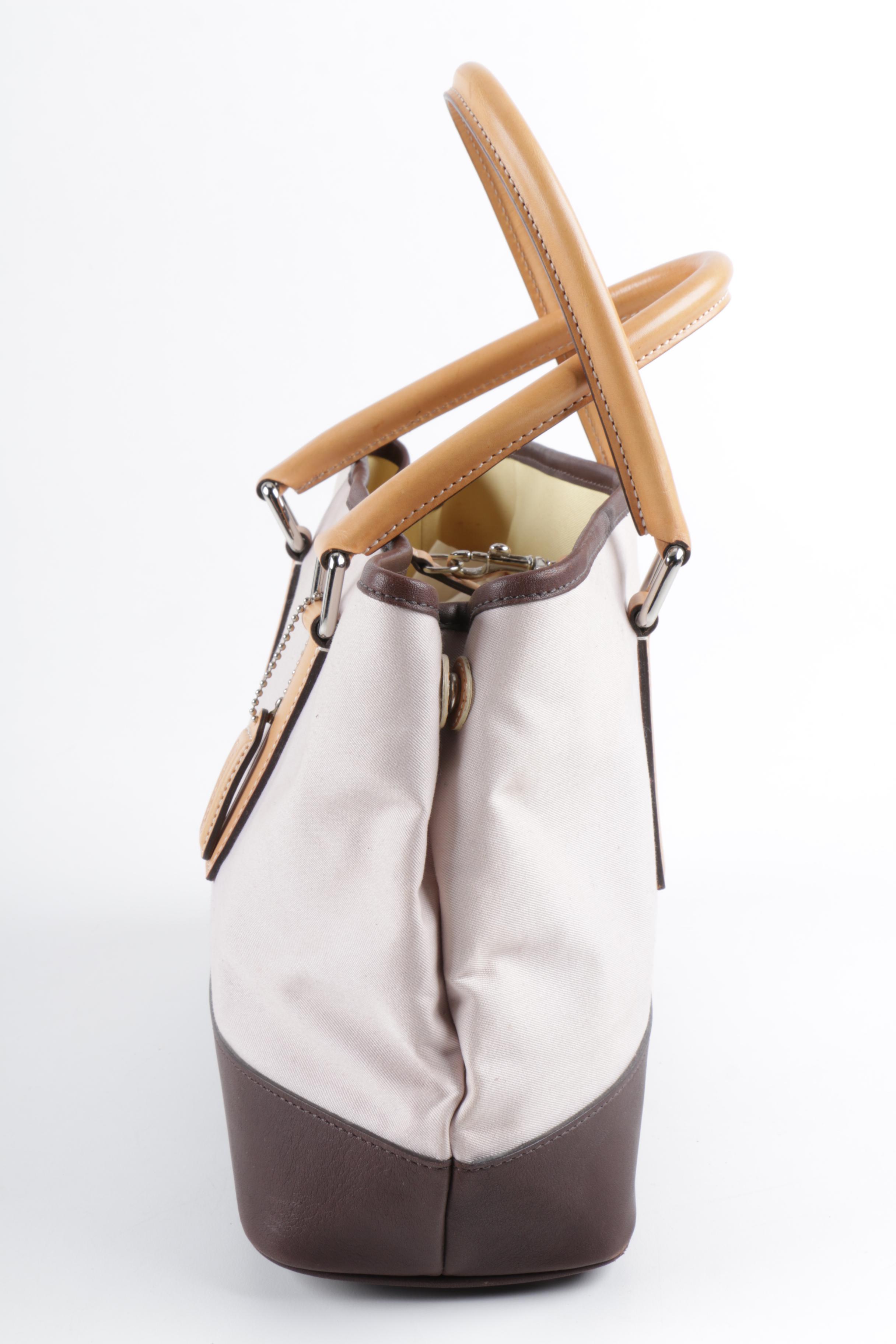 2001 Coach Hampton Canvas and Leather Carryall Tote