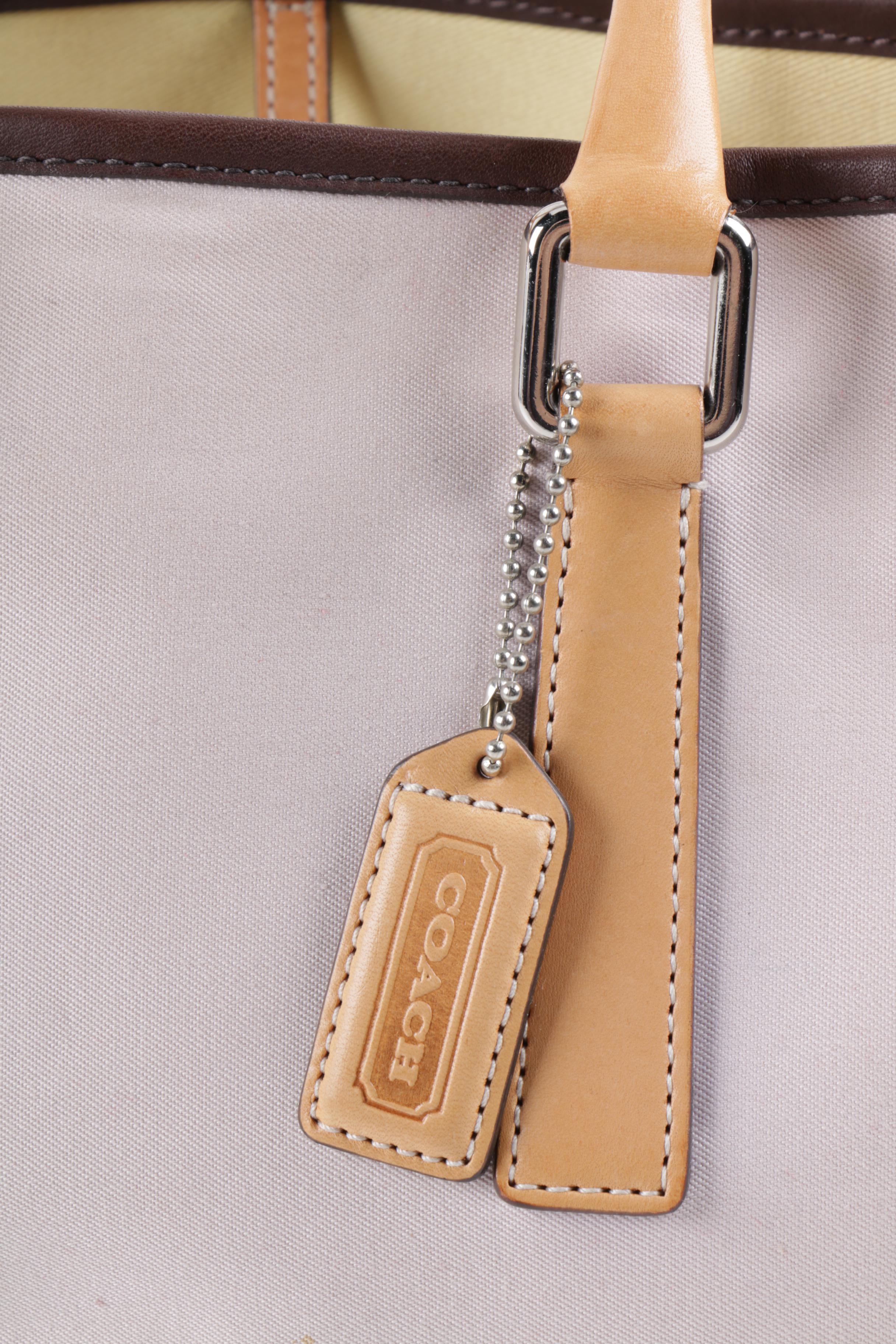 2001 Coach Hampton Canvas and Leather Carryall Tote