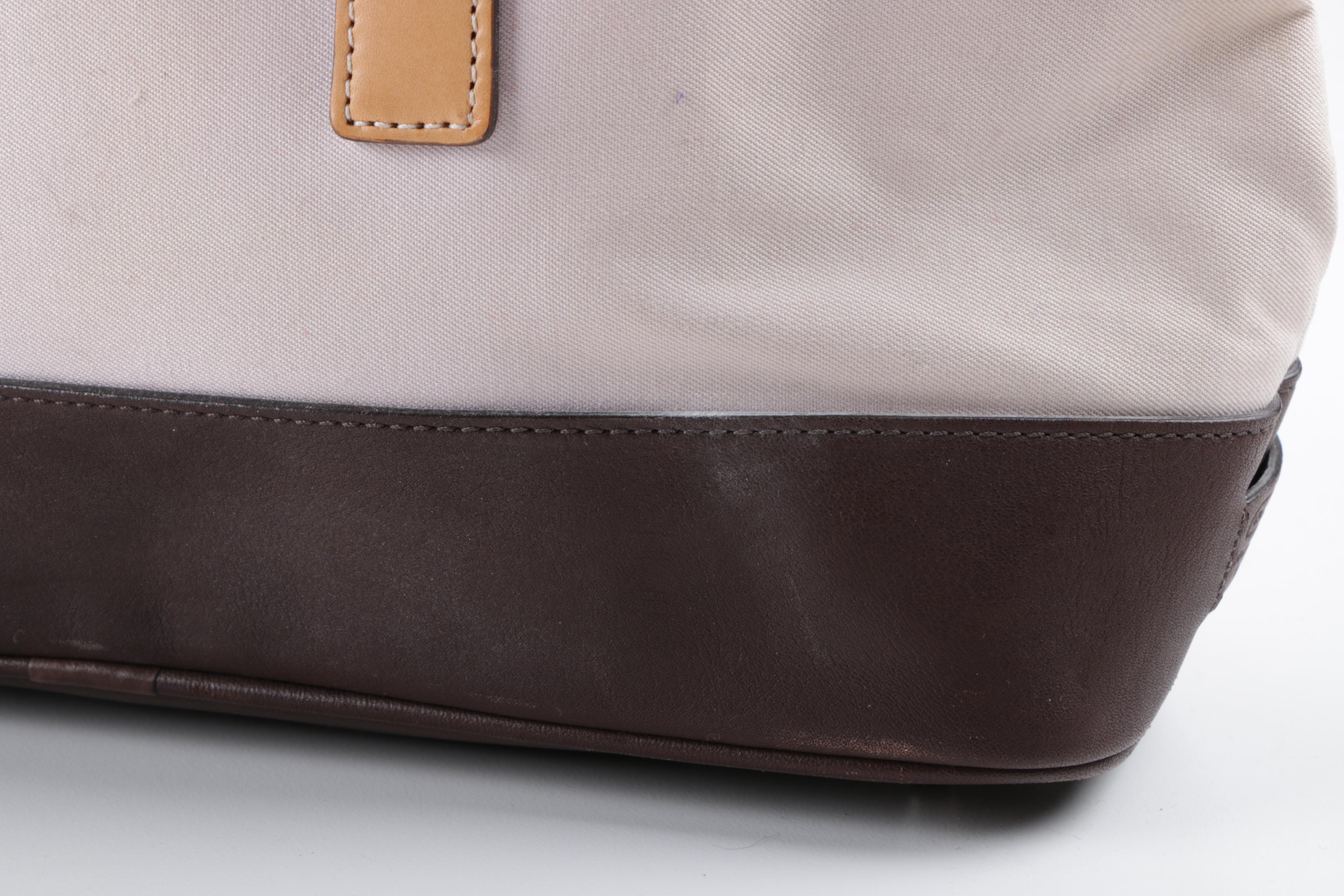 2001 Coach Hampton Canvas and Leather Carryall Tote