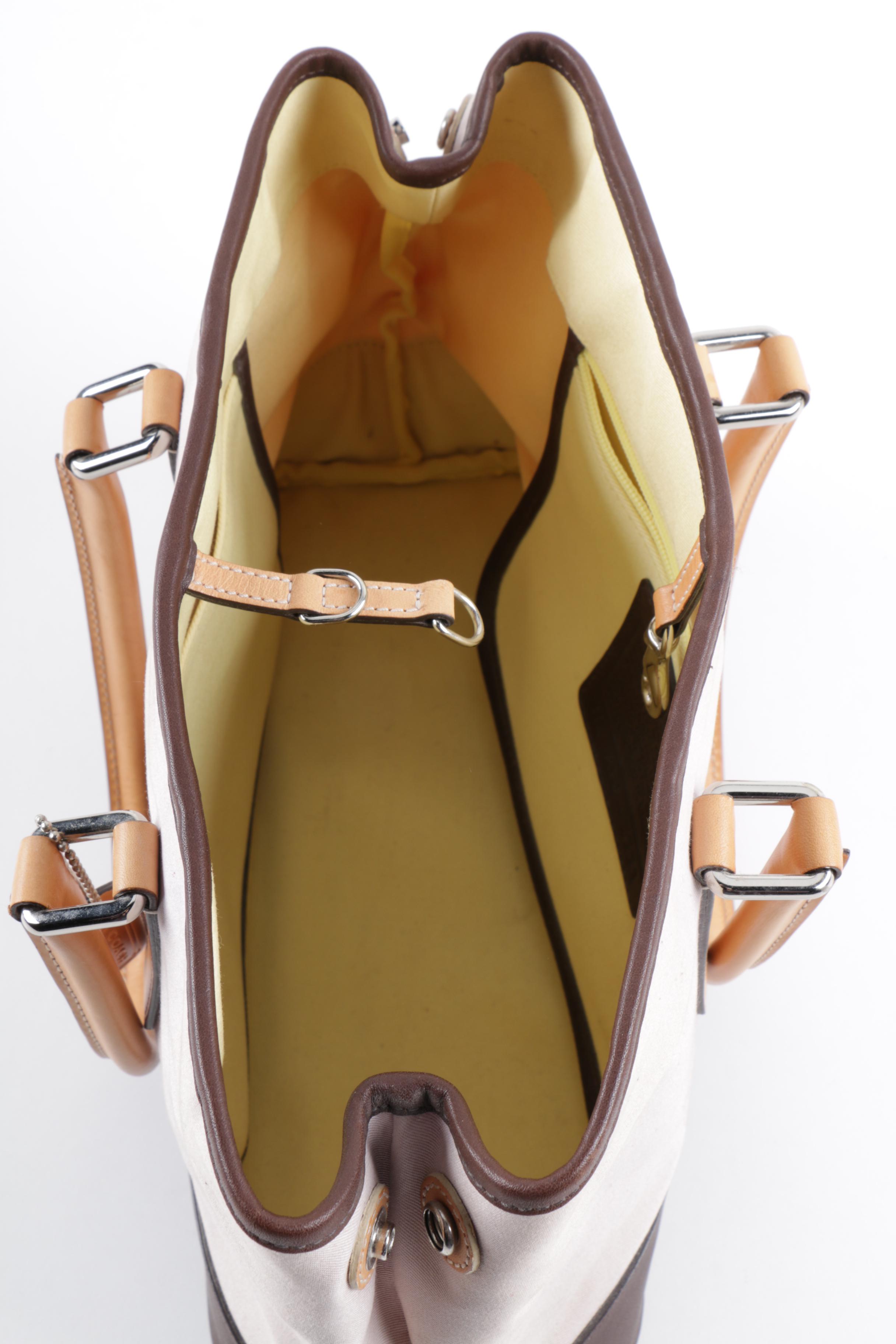 2001 Coach Hampton Canvas and Leather Carryall Tote