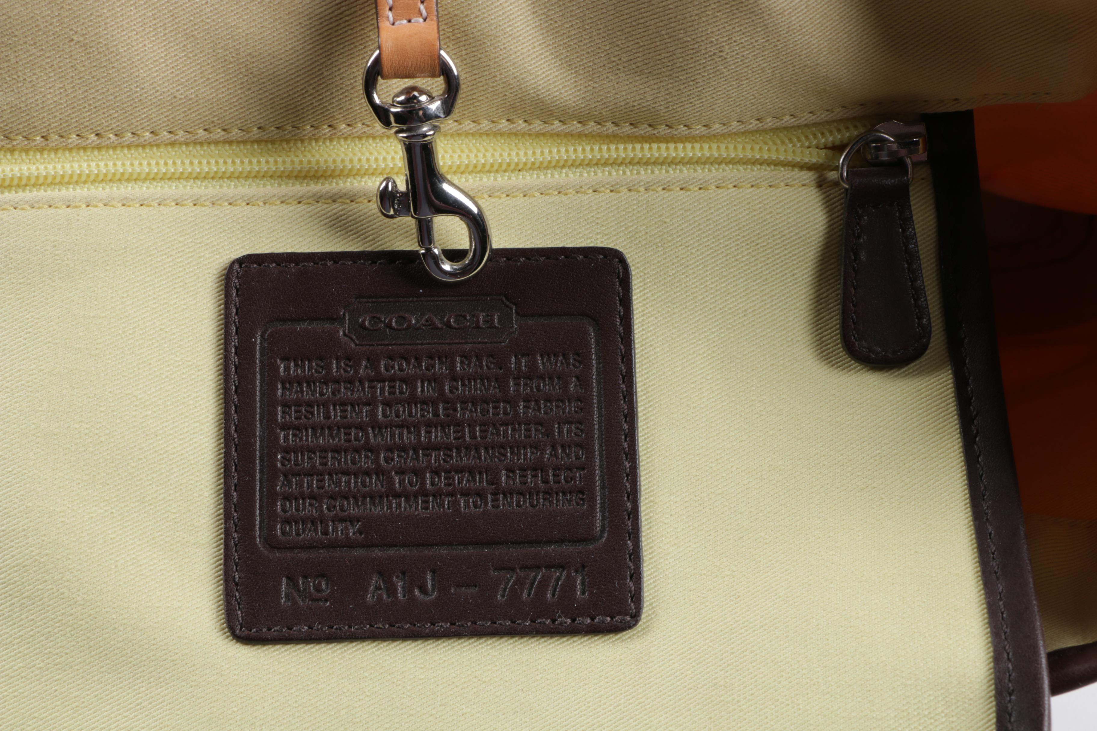 2001 Coach Hampton Canvas and Leather Carryall Tote