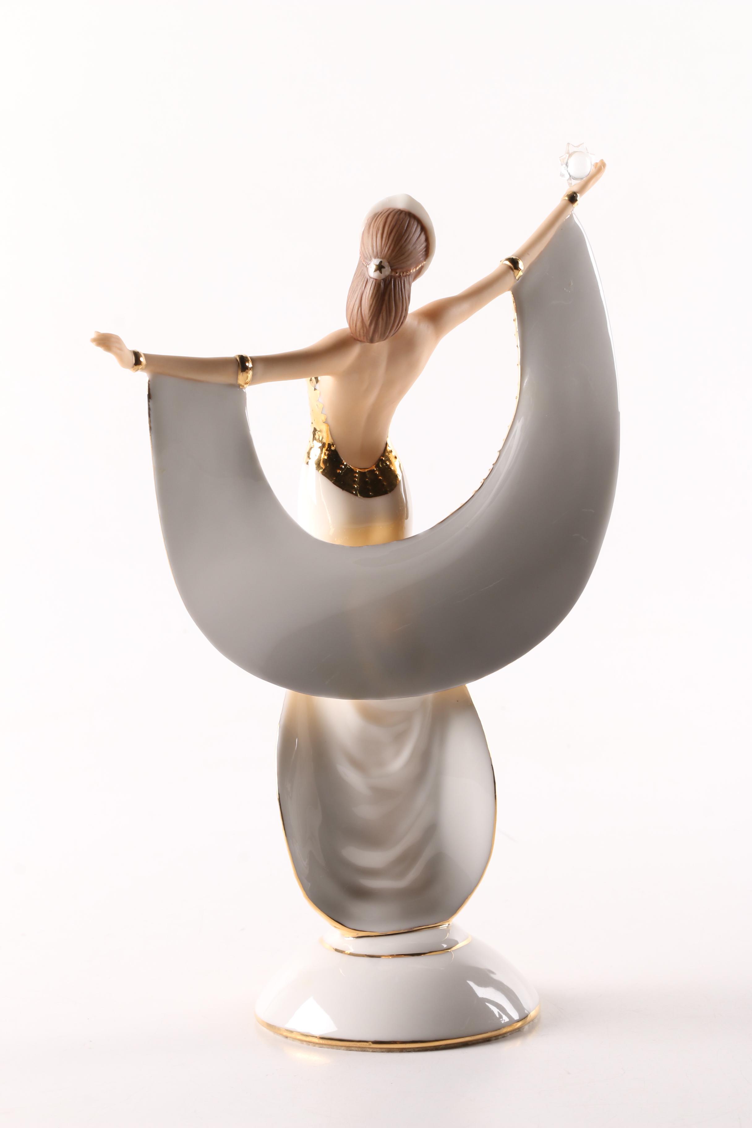 Franklin Mint "Moonlight in Platinum" and "Sunrise in Gold" Porcelain Figurines