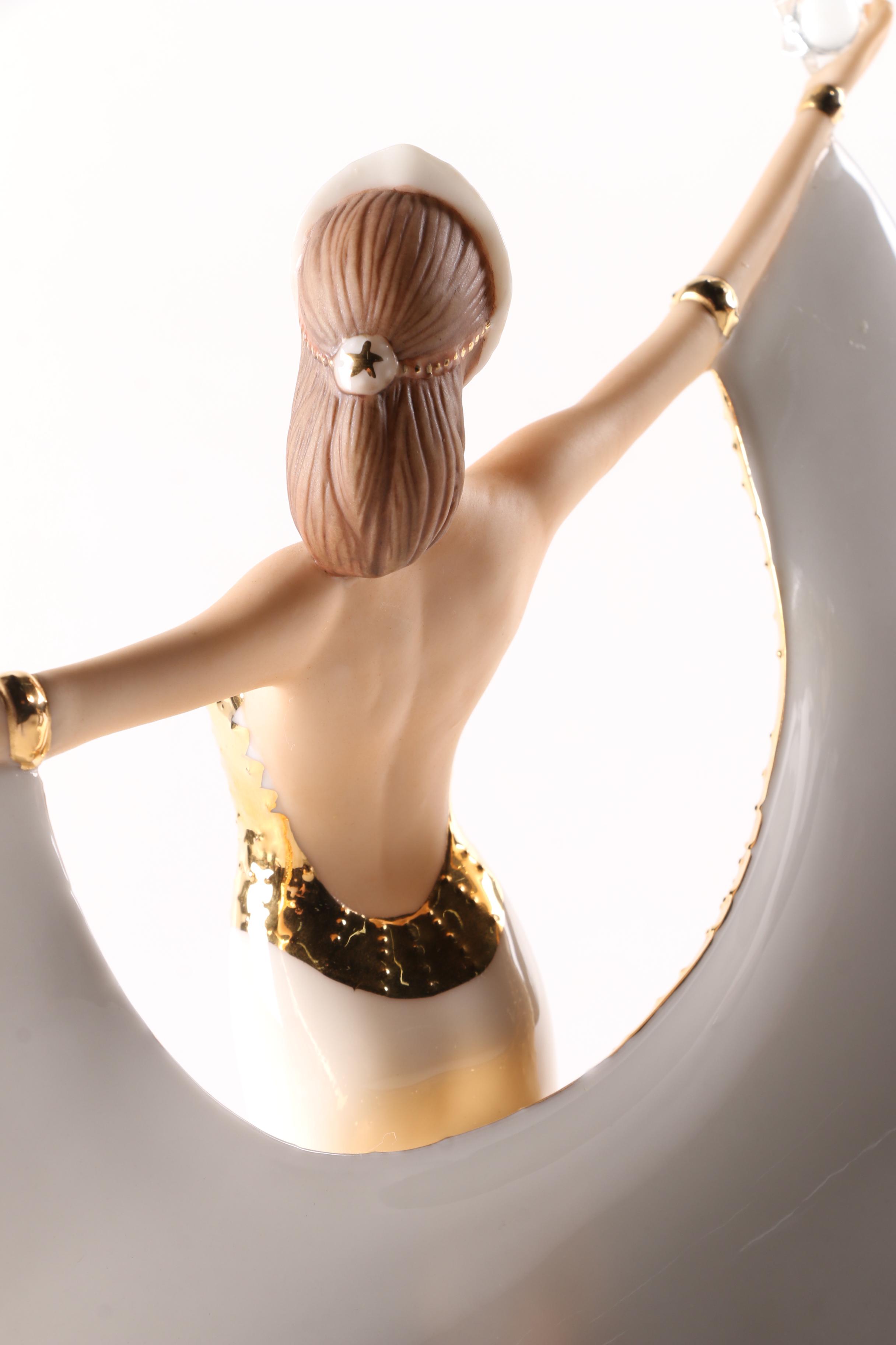 Franklin Mint "Moonlight in Platinum" and "Sunrise in Gold" Porcelain Figurines