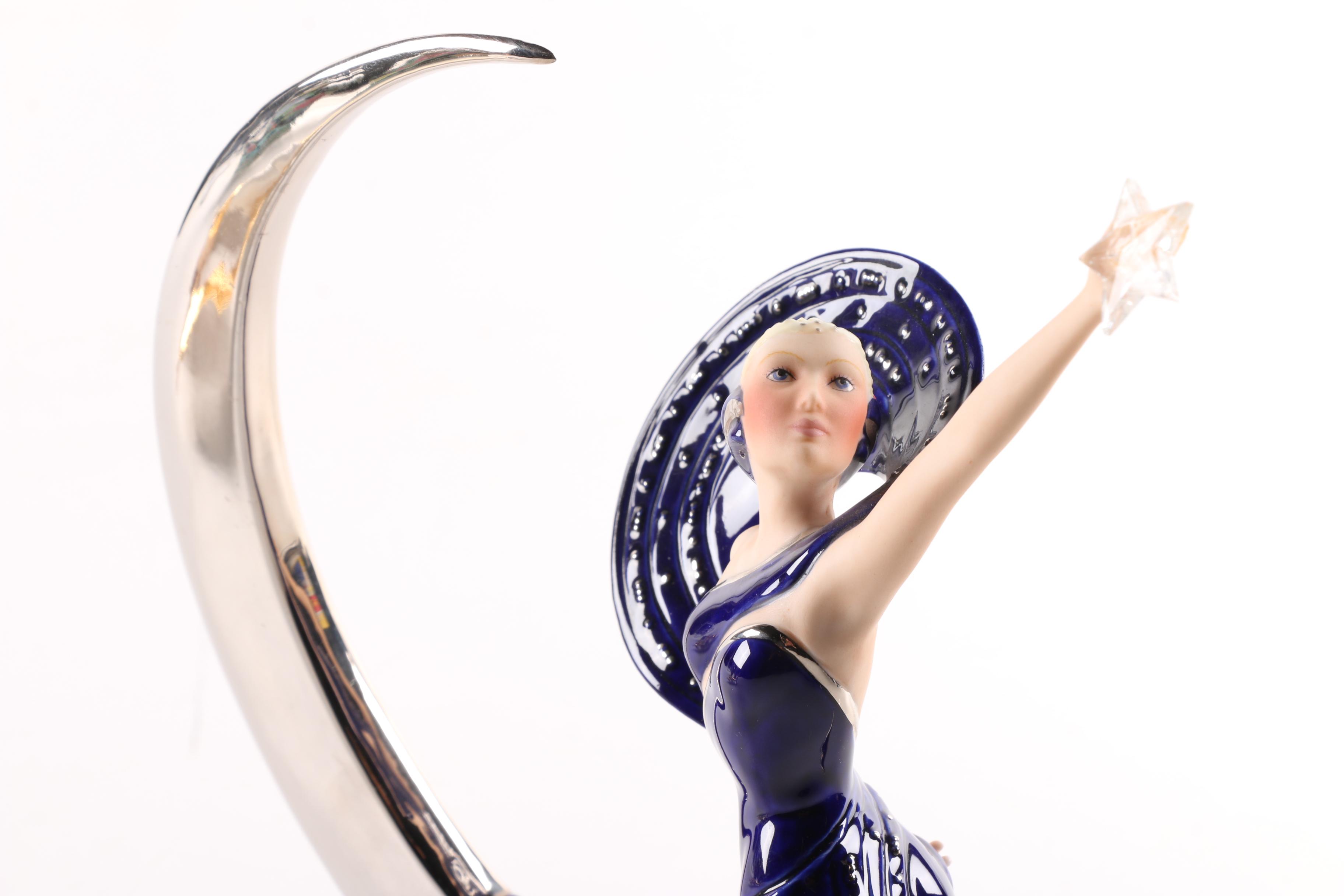 Franklin Mint "Moonlight in Platinum" and "Sunrise in Gold" Porcelain Figurines