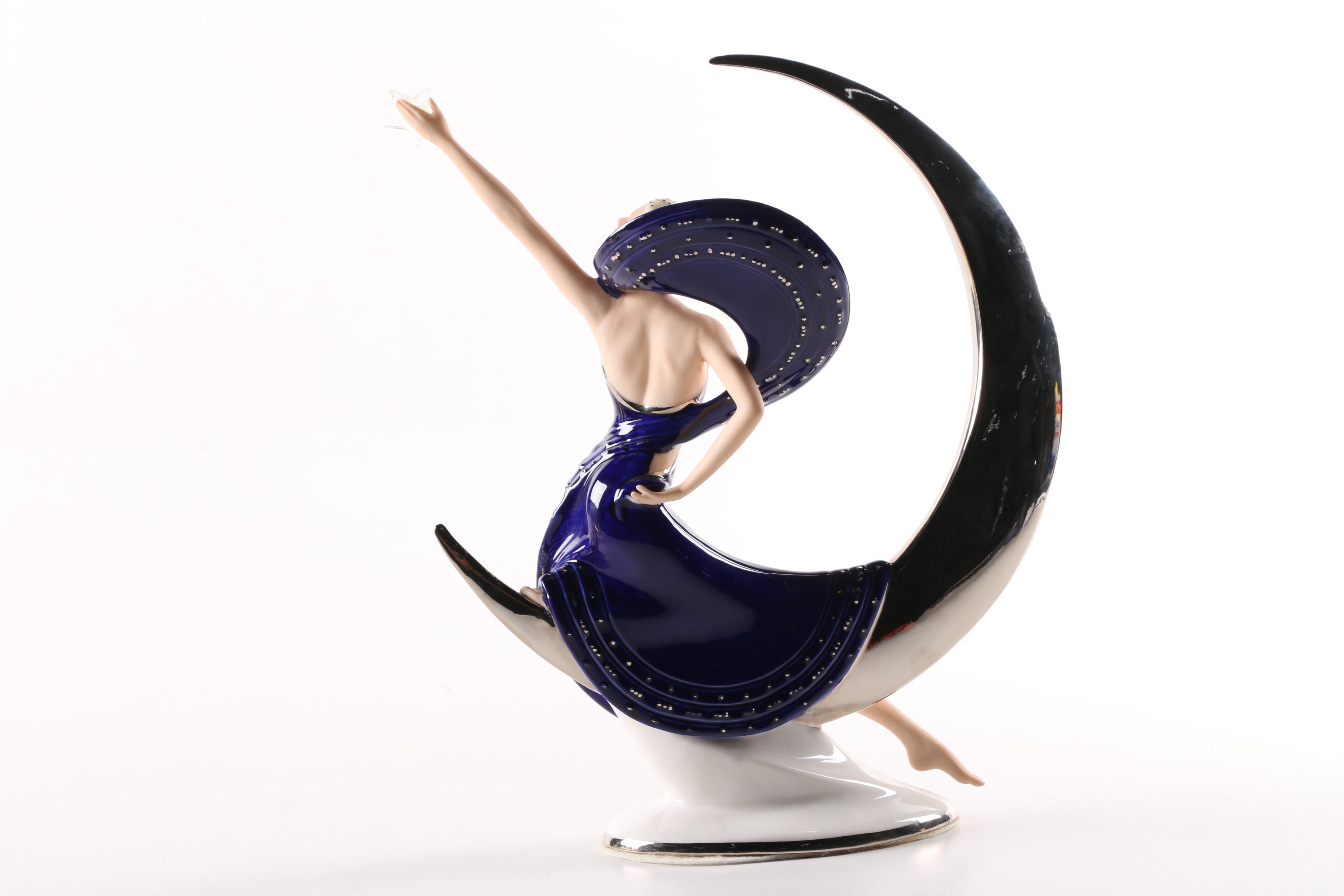 Franklin Mint "Moonlight in Platinum" and "Sunrise in Gold" Porcelain Figurines