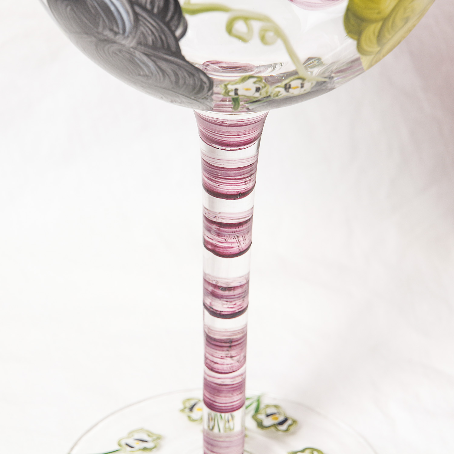 Hand Painted Wine Glasses and Vintage Welch's Grape Jelly Tin