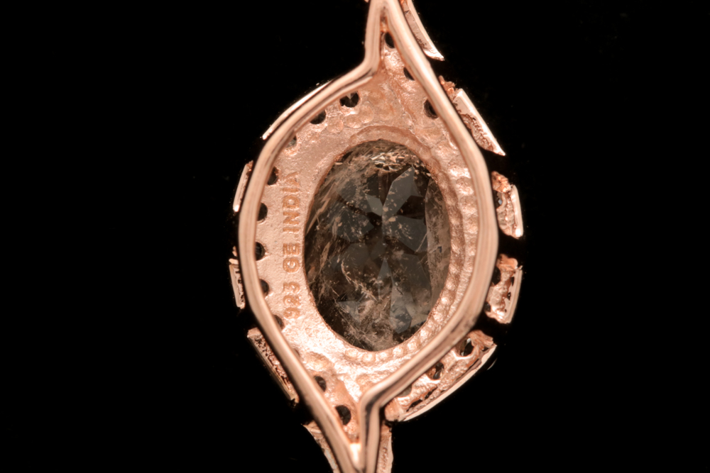 Rose Gold Wash on Sterling Silver, Morganite and White Zircon Pendant with Chain