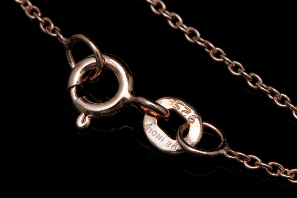 Rose Gold Wash on Sterling Silver, Morganite and White Zircon Pendant with Chain