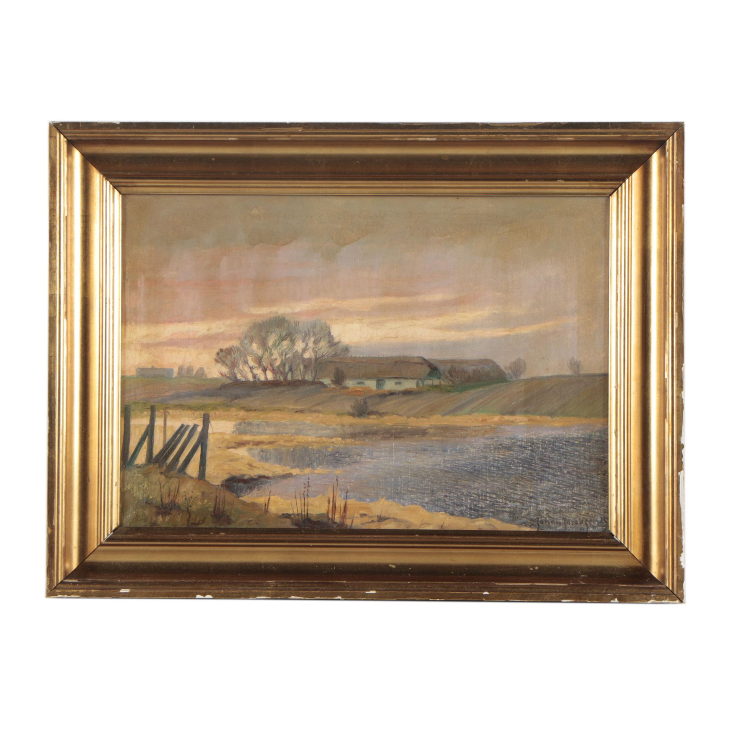 Johan Jacobsen Oil Painting of a Farm