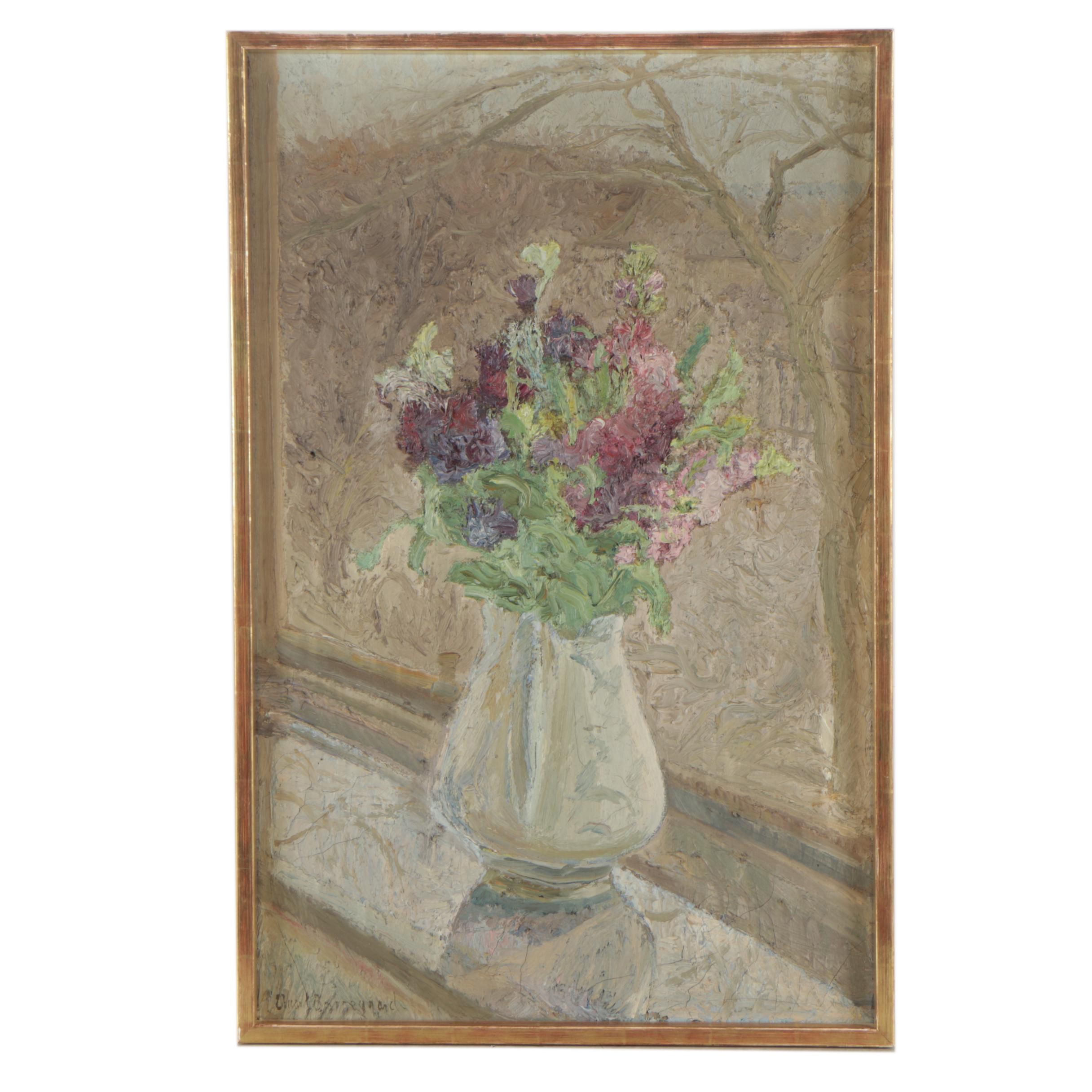 Eduard Borregaard Oil Painting of Floral Still Life