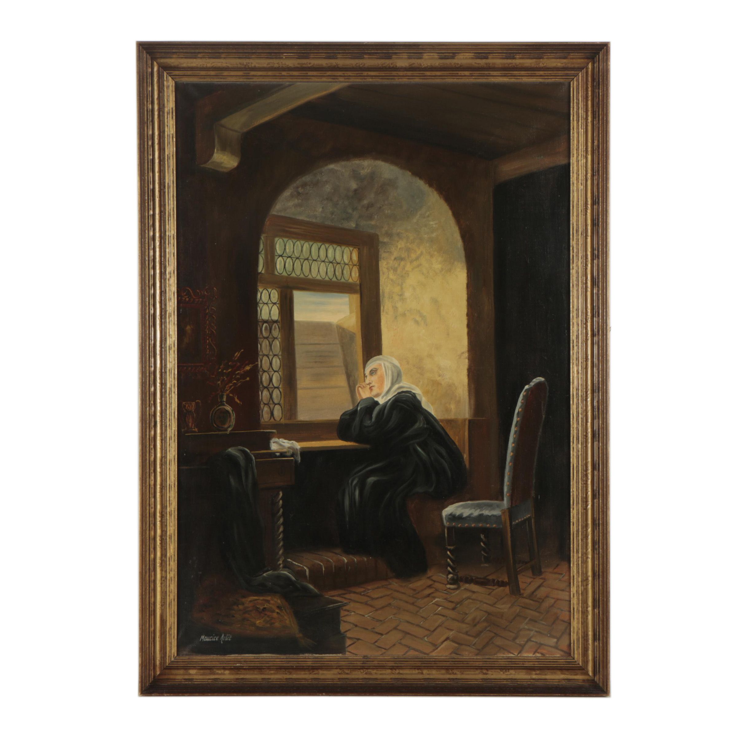 Maurice Arlét Copy Painting After Gustav Adolf Kuntz "Ein Gruß aus der Welt"