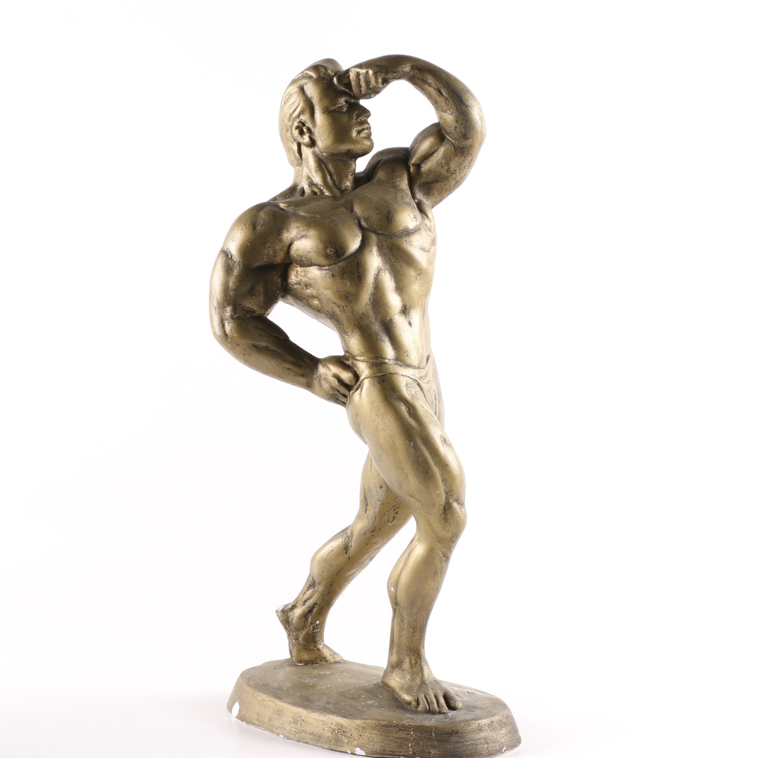 Plaster Sculpture of a Bodybuilder