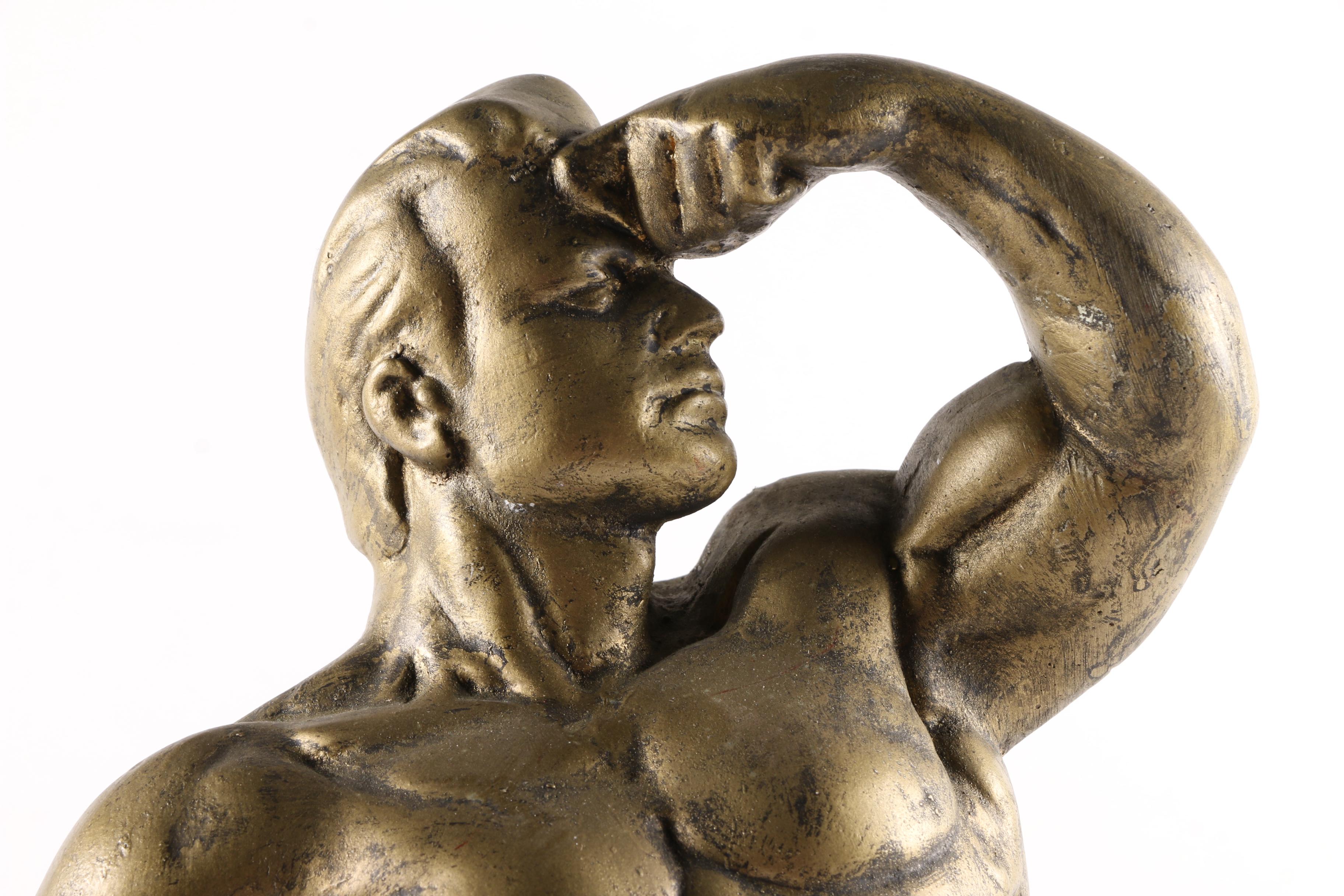 Plaster Sculpture of a Bodybuilder