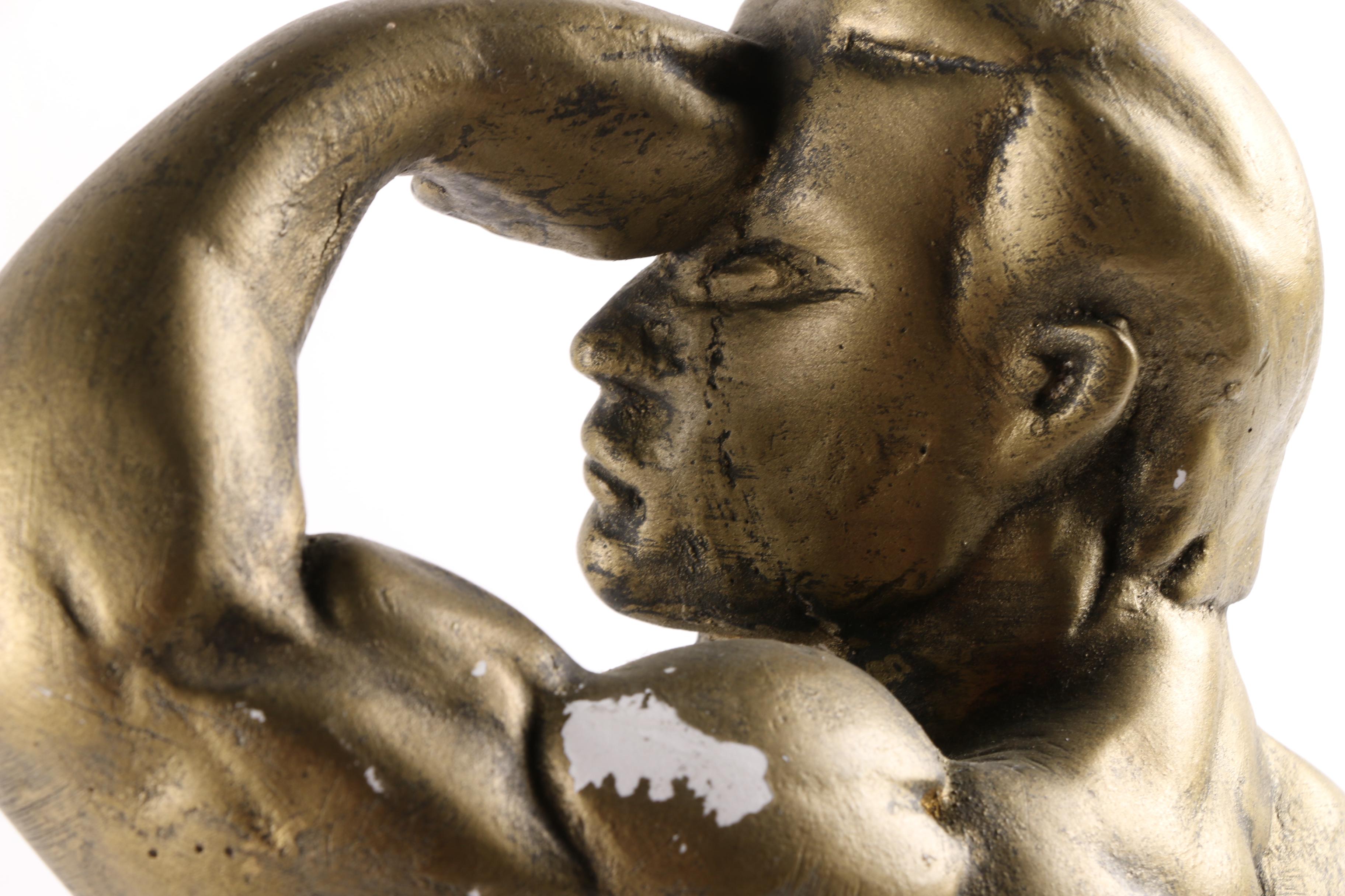 Plaster Sculpture of a Bodybuilder
