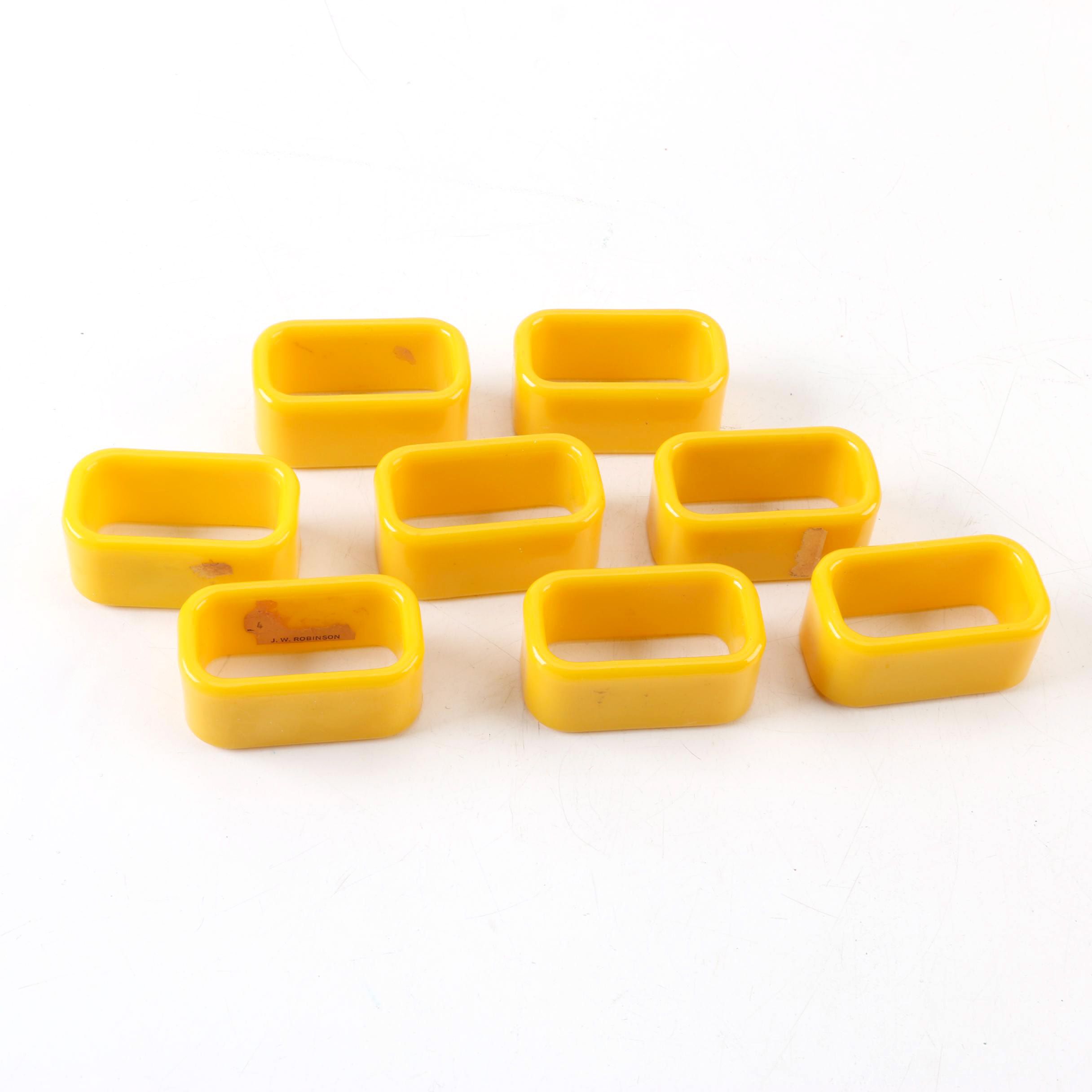 Vintage J. W. Robinson Yellow Plastic Napkin Rings