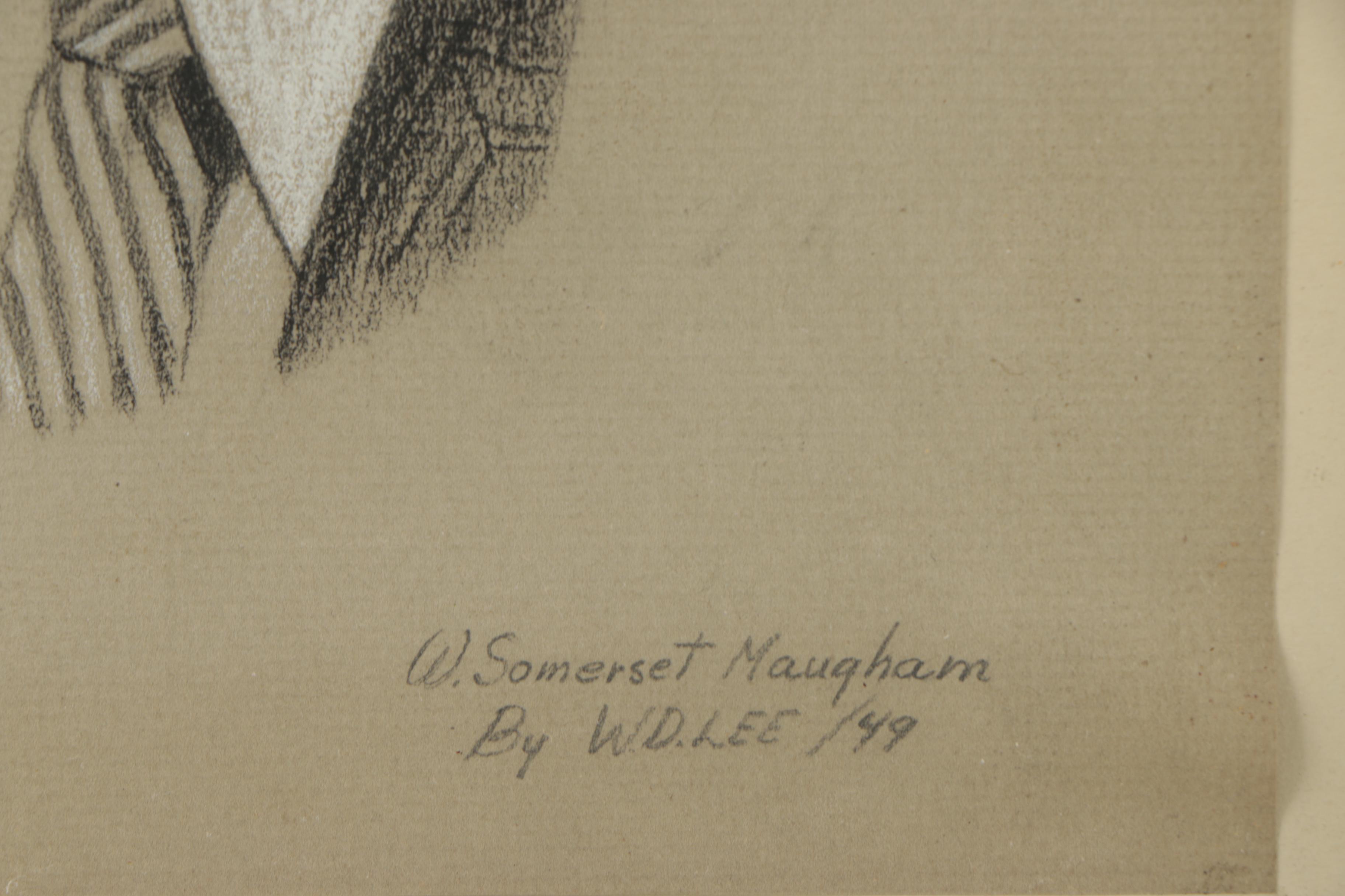 1949 W. D. Lee Charcoal Drawing of W. Somerset Maugham