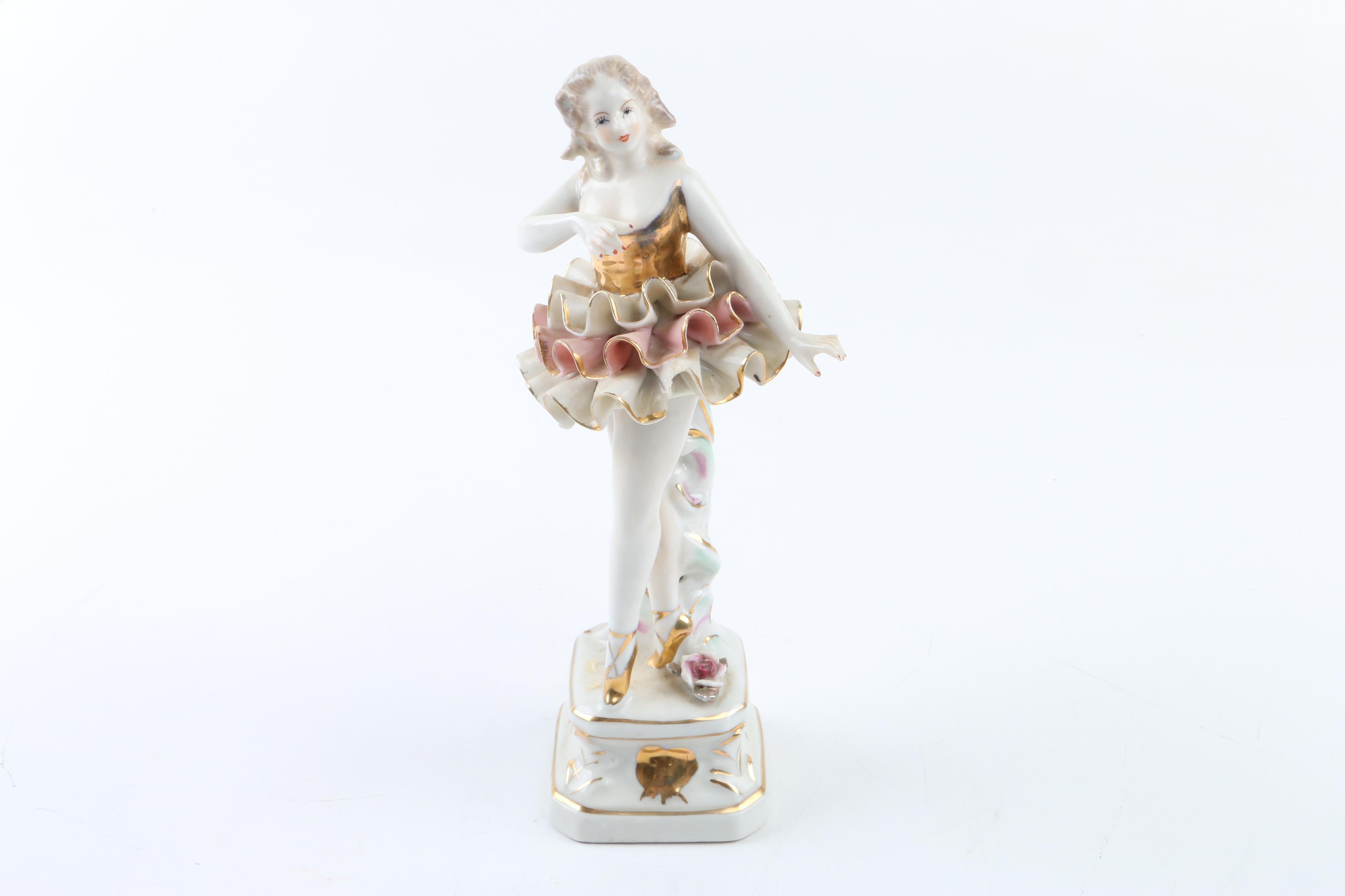 Porcelain Victorian Lady and Ballerina Figurines