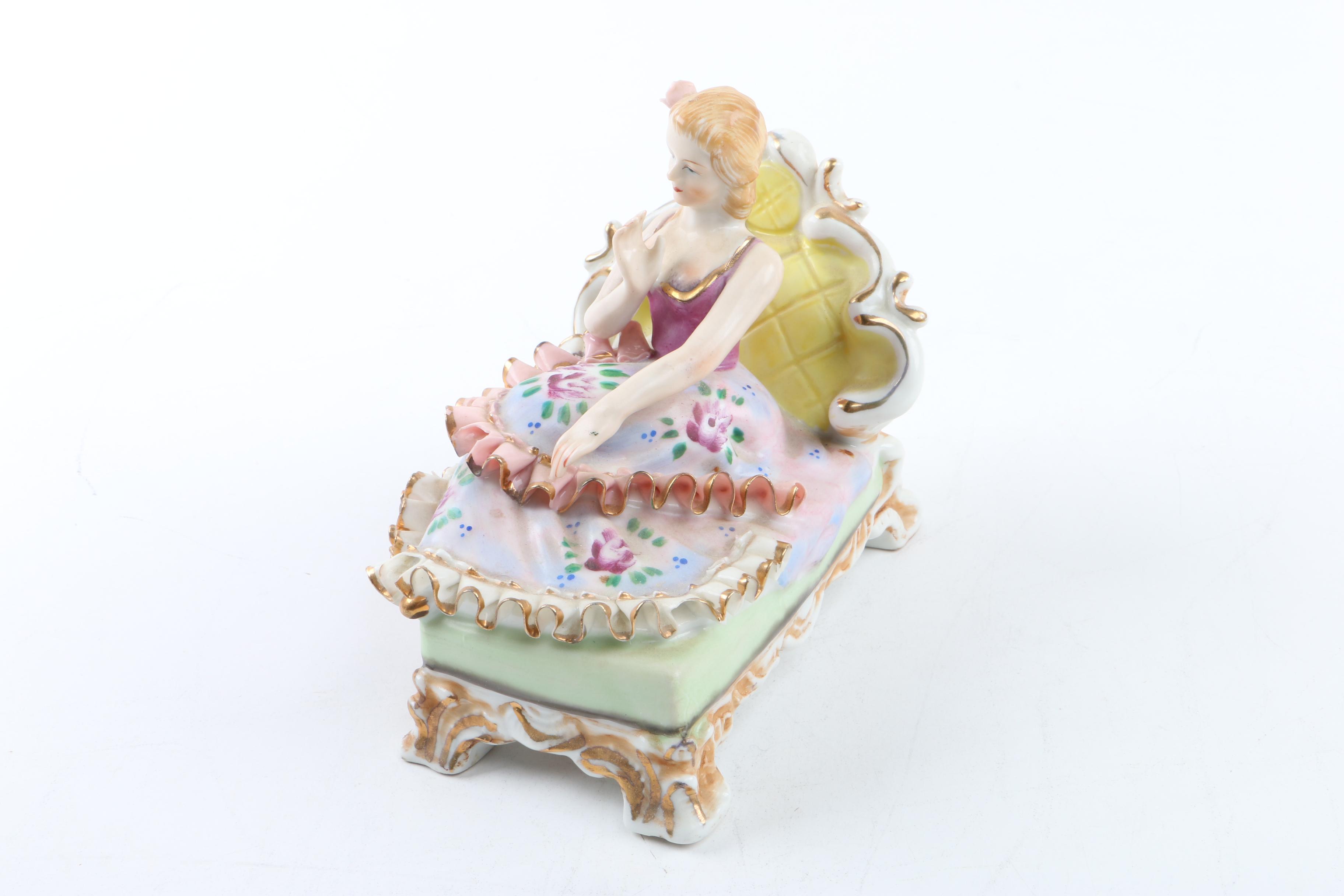 Porcelain Victorian Lady and Ballerina Figurines