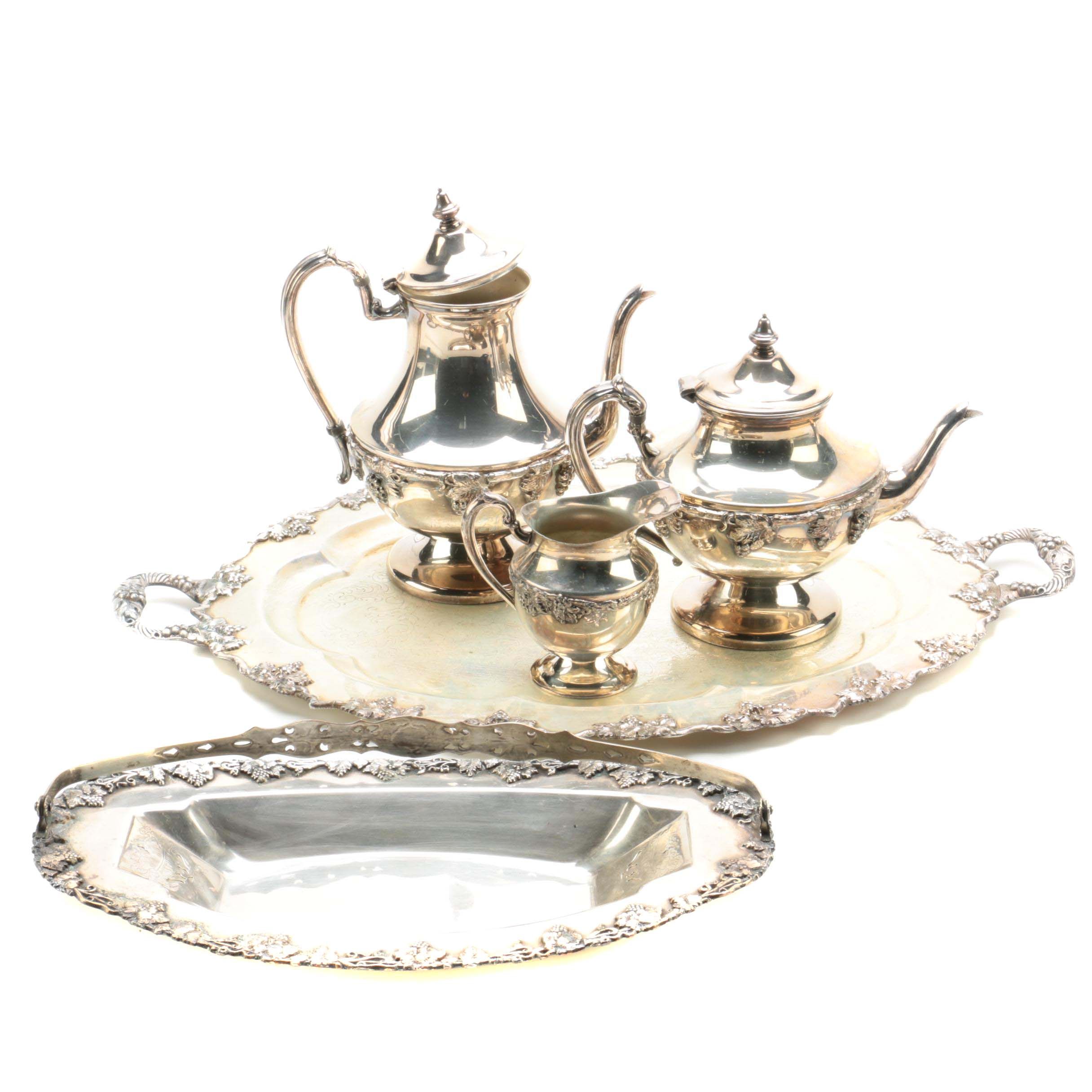 Lehman Brothers Silver-Plated Coffee and Tea Service with Trays