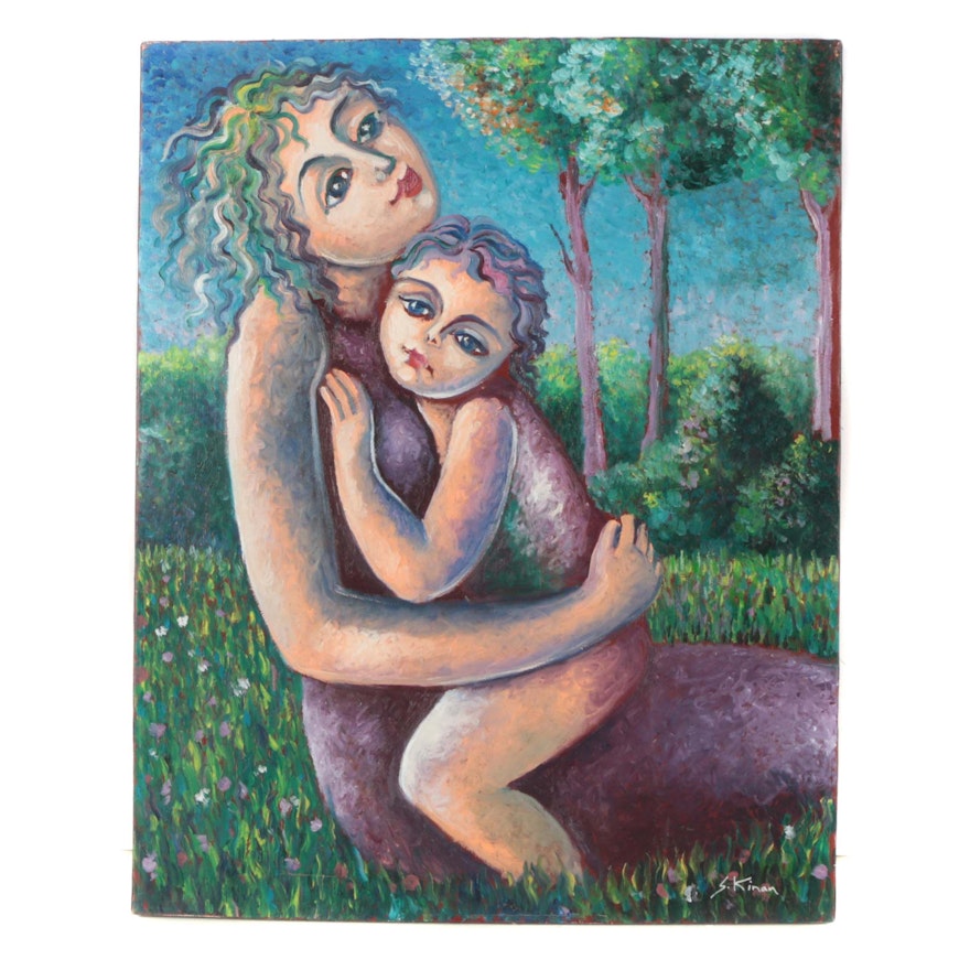 Sarah Kinan Oil Painting of Mother and Child