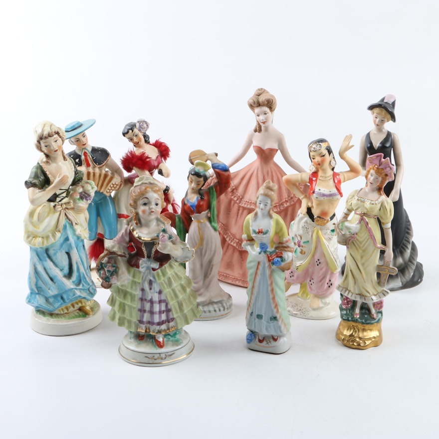 Hand-Painted Porcelain Figurines by "Relco", "Osborne China" and More