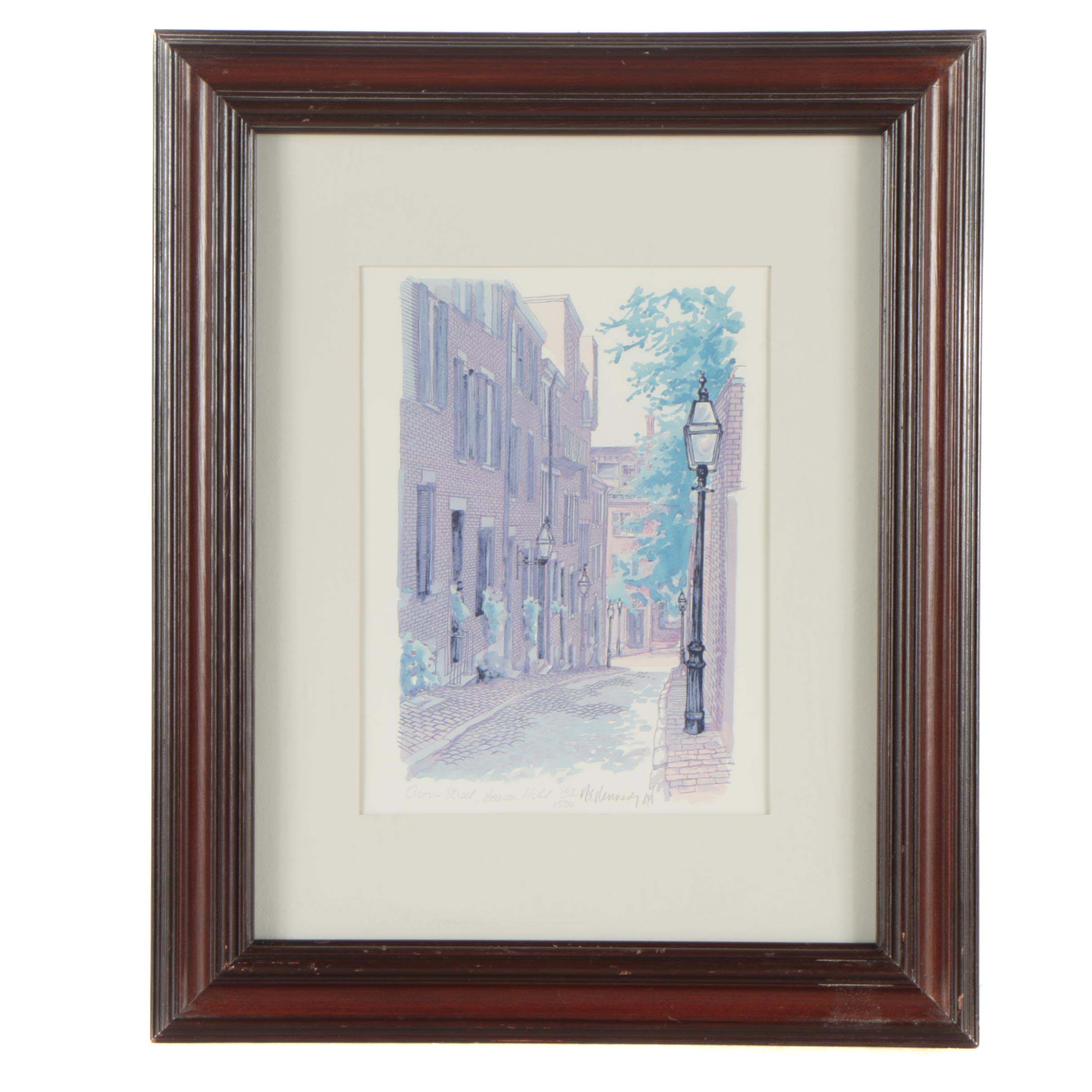 Robert E. Kennedy Limited Edition Offset Lithograph "Acorn, Street Beacon Hill"