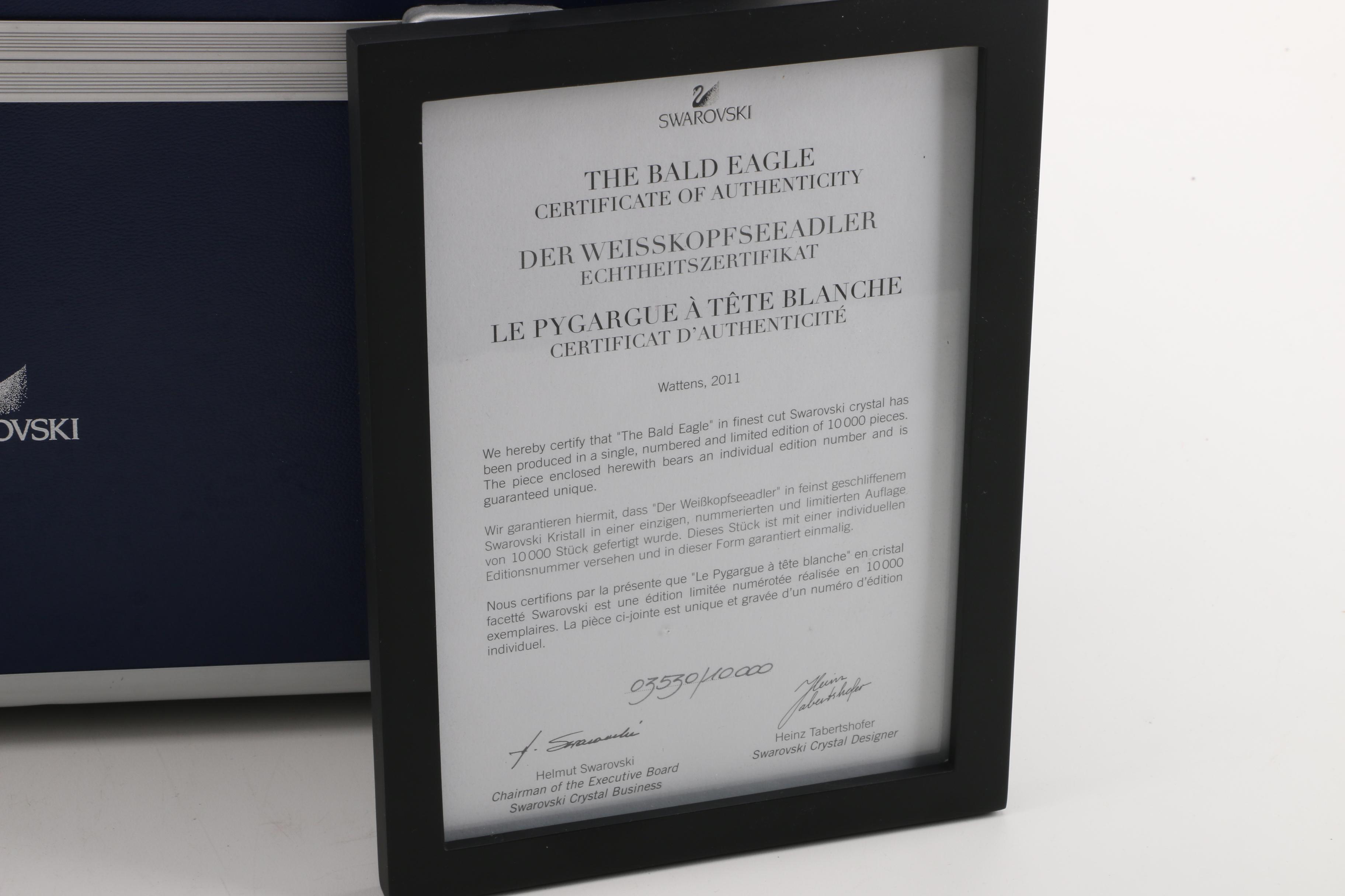 2011 Limited Edition Swarovski "The Bald Eagle" Crystal Figurine