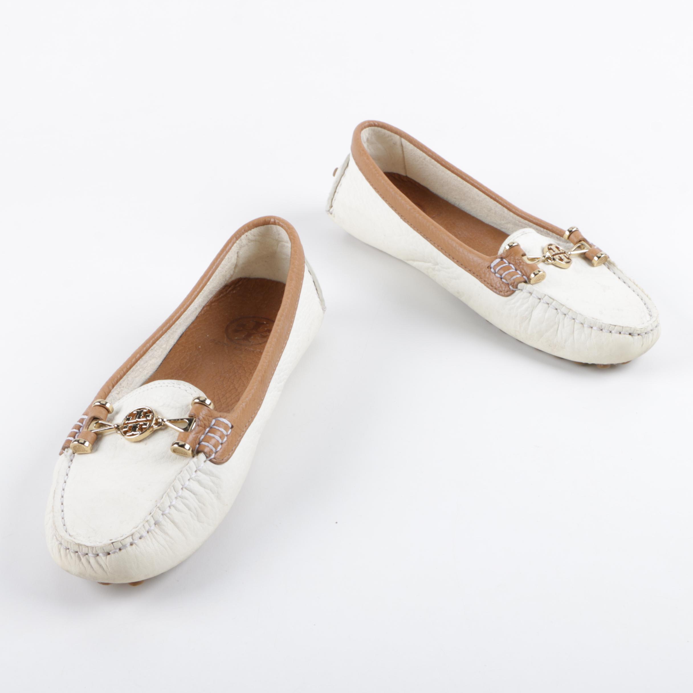 Tory Burch Daria Driver Tumbled Leather Flats