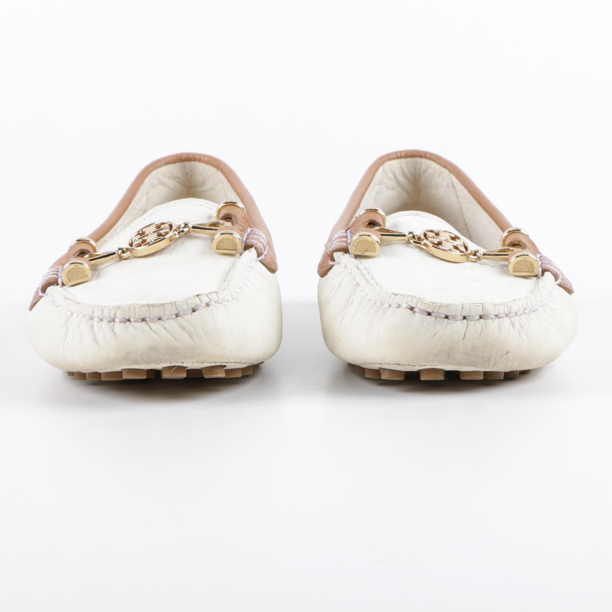 Tory Burch Daria Driver Tumbled Leather Flats