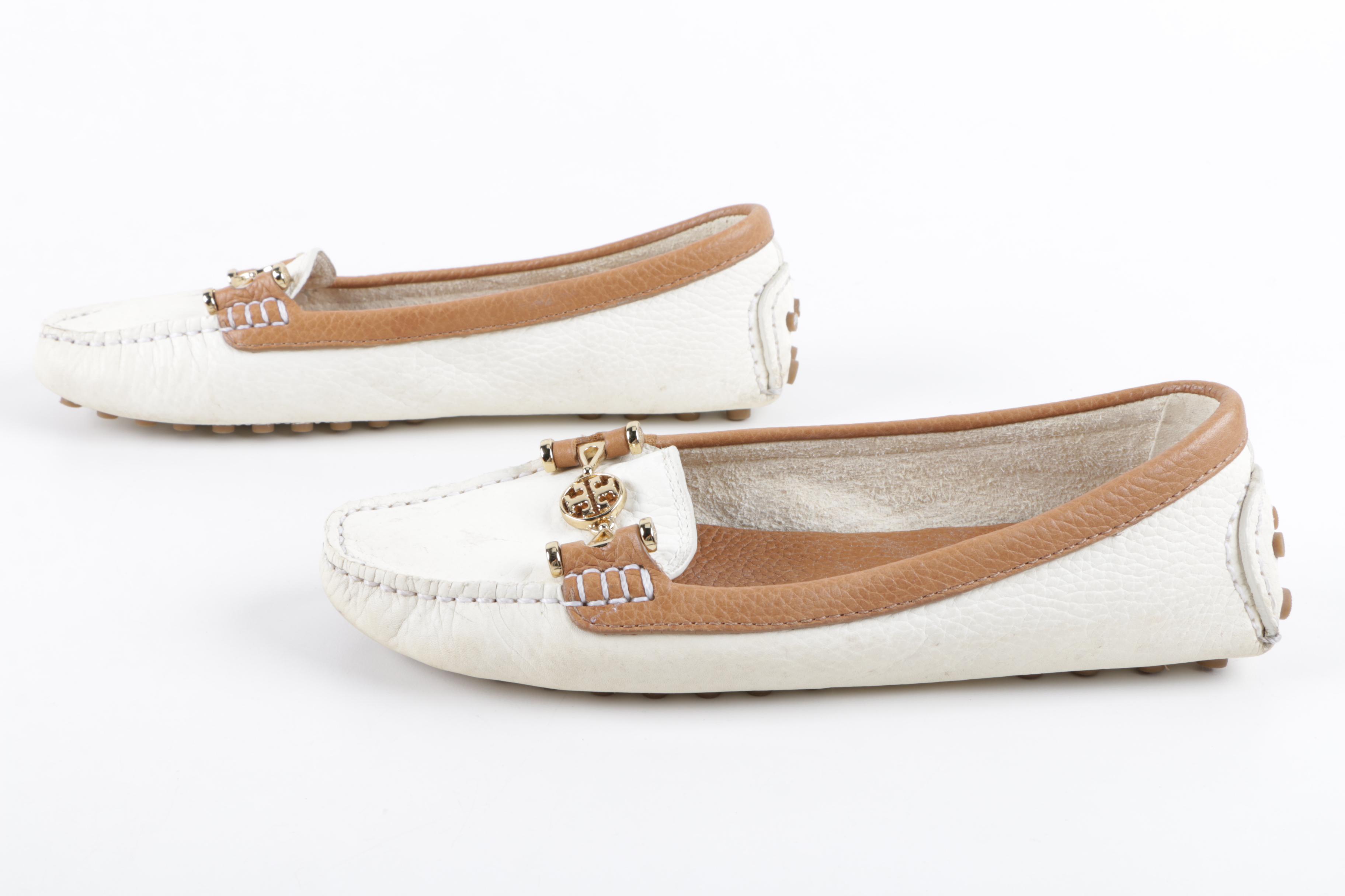 Tory Burch Daria Driver Tumbled Leather Flats