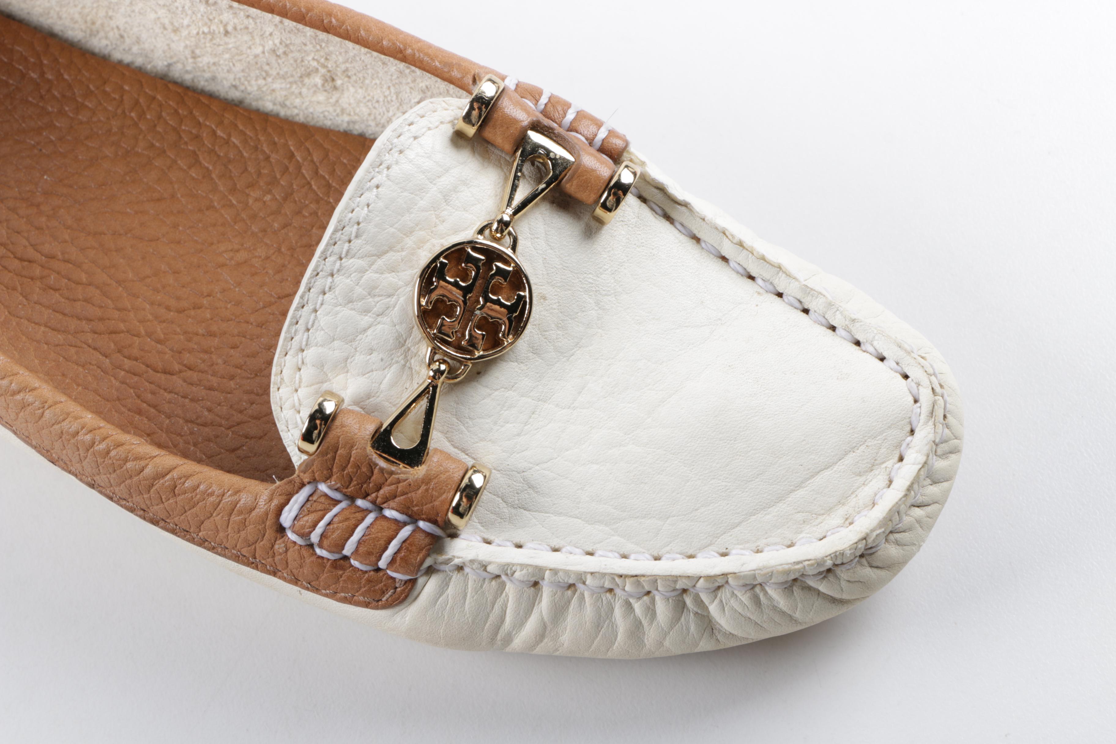 Tory Burch Daria Driver Tumbled Leather Flats