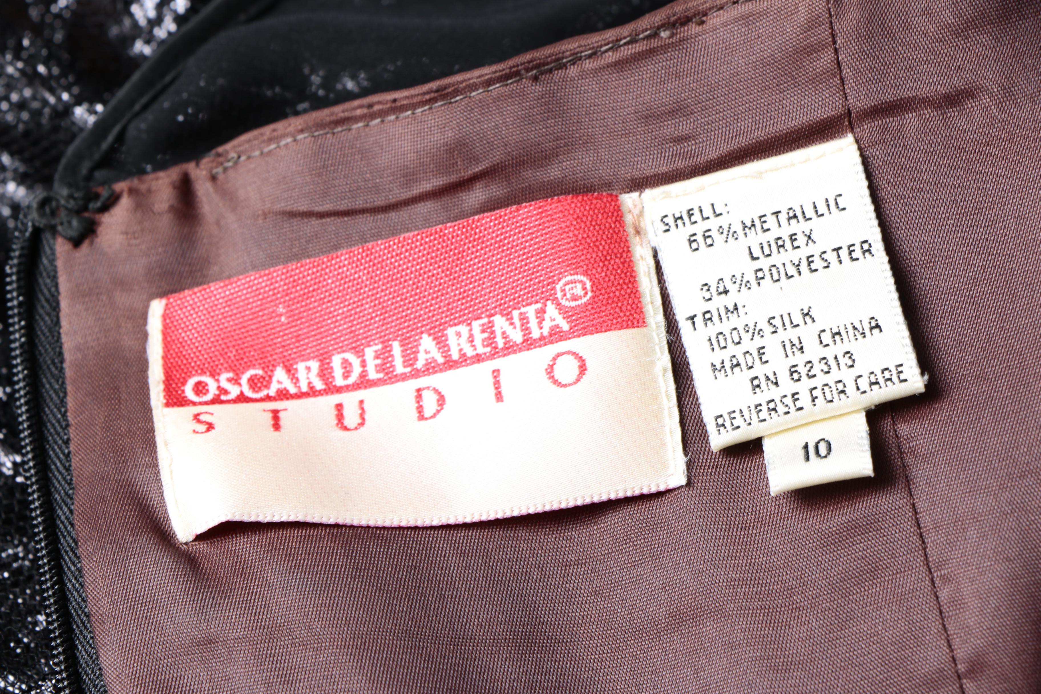 Women's Vintage Oscar de la Renta Studio Metallic Lurex Lace Fit and Flare Dress