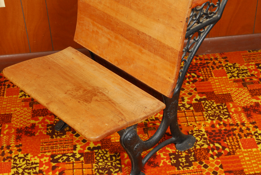 Antique Thomas Kane & Co. Maple and Cast Iron School Desk