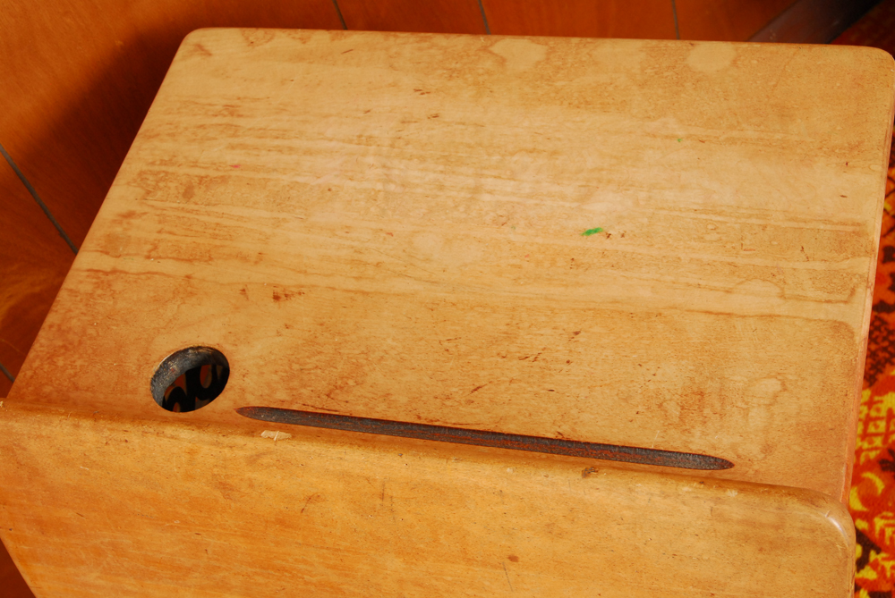 Antique Thomas Kane & Co. Maple and Cast Iron School Desk