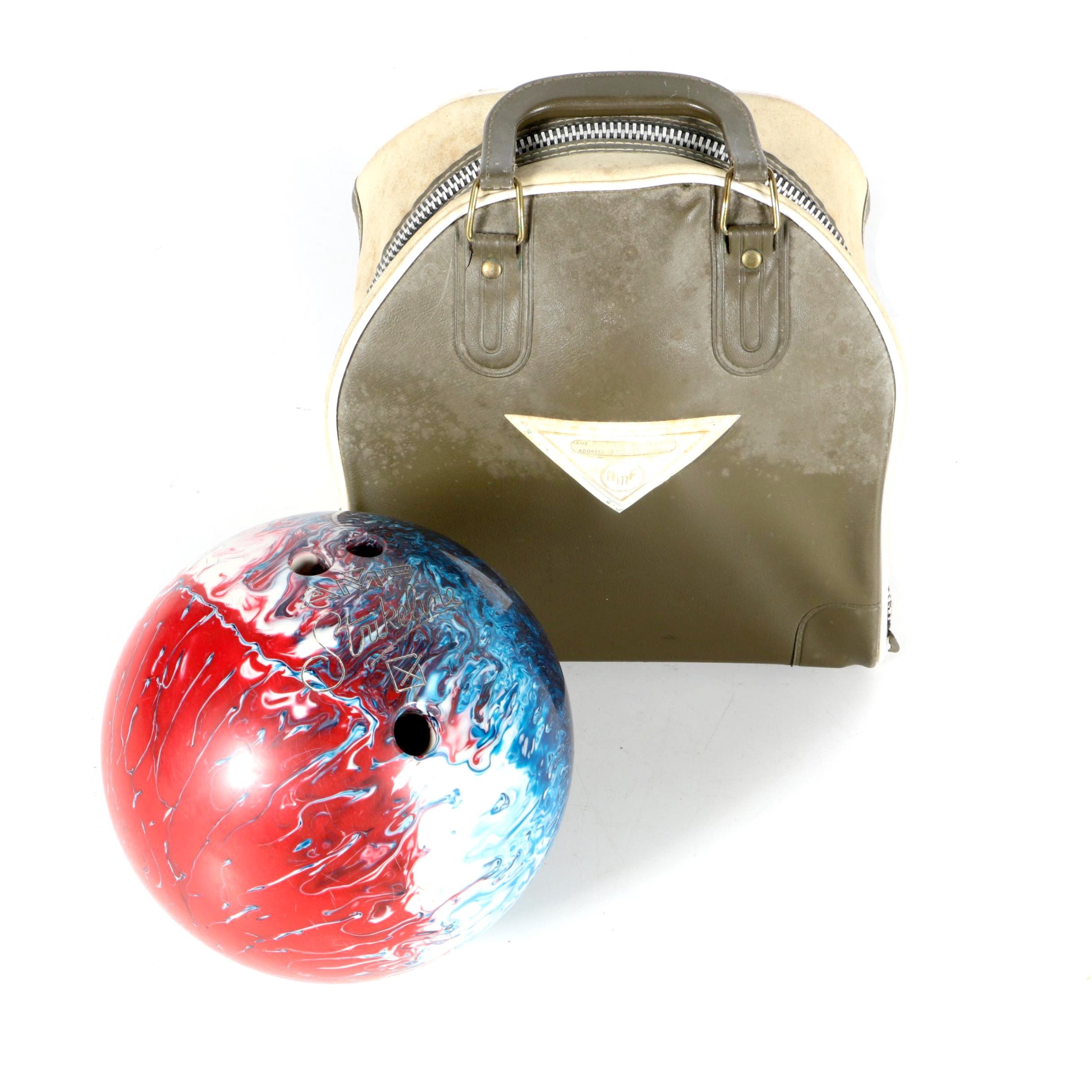 Vintage AMF Strikeline Bowling Ball with Bag