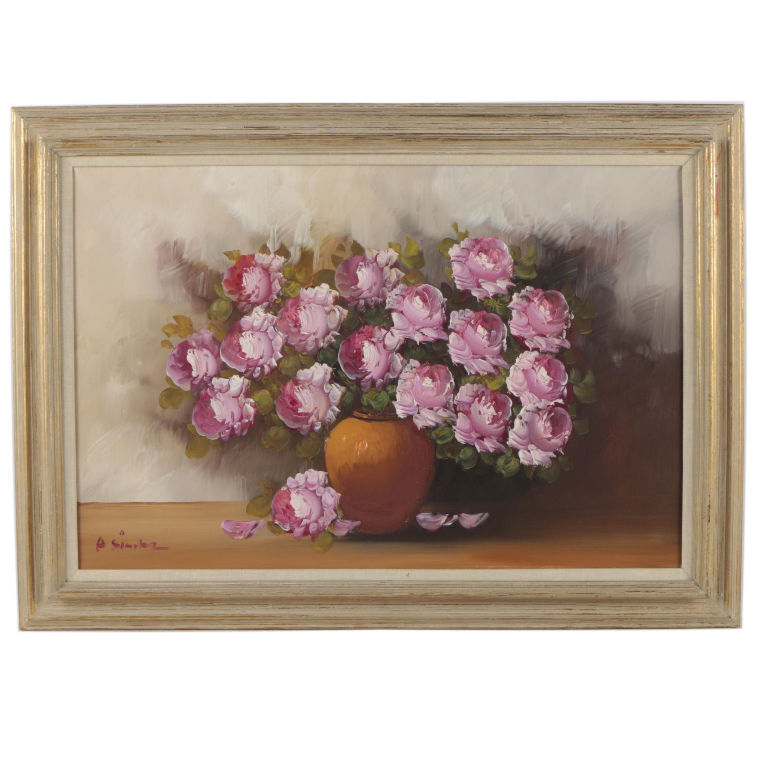 A. Silver Oil Painting of Flowers