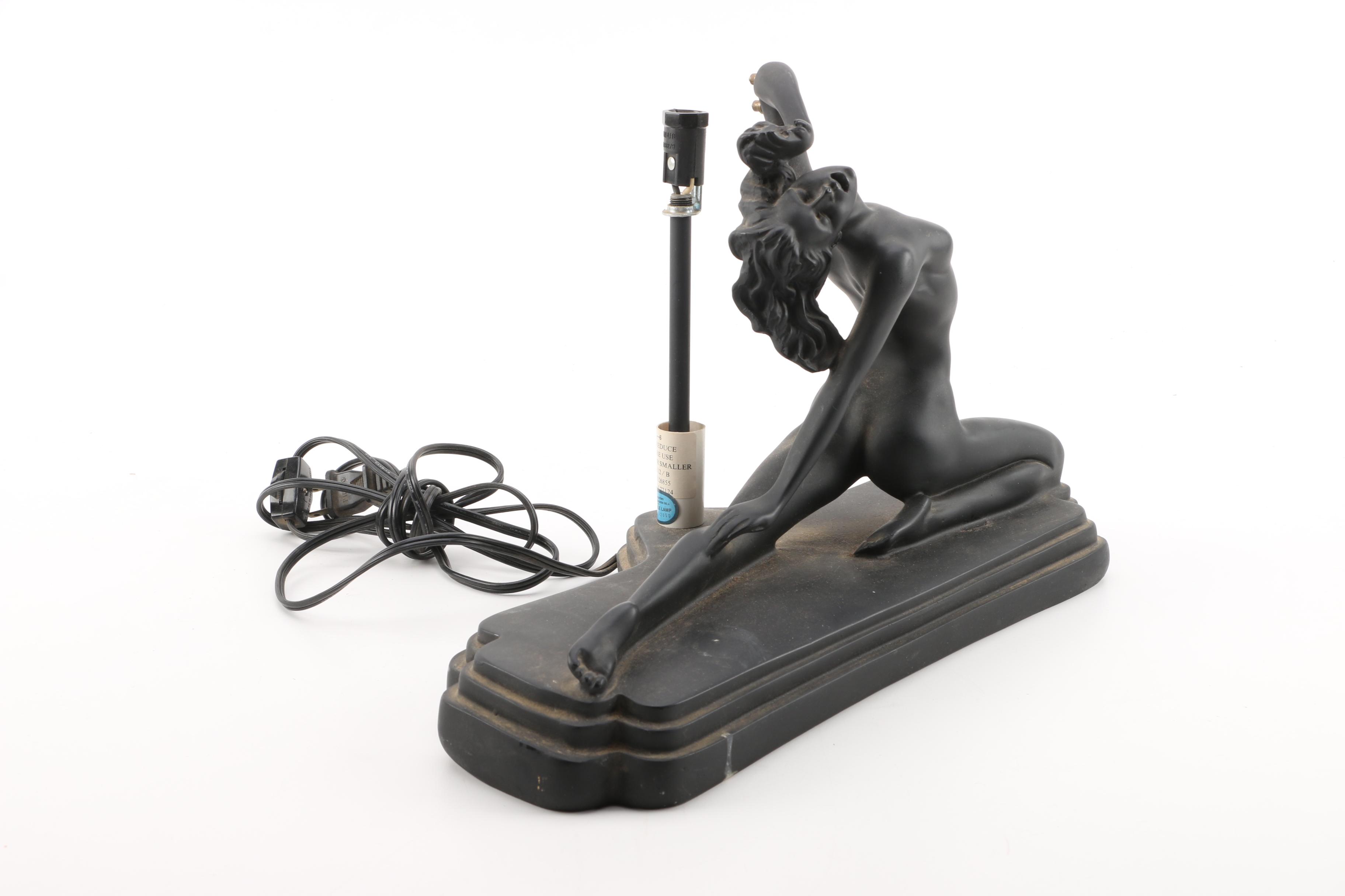 Art Deco Nude Woman Accent Lamp