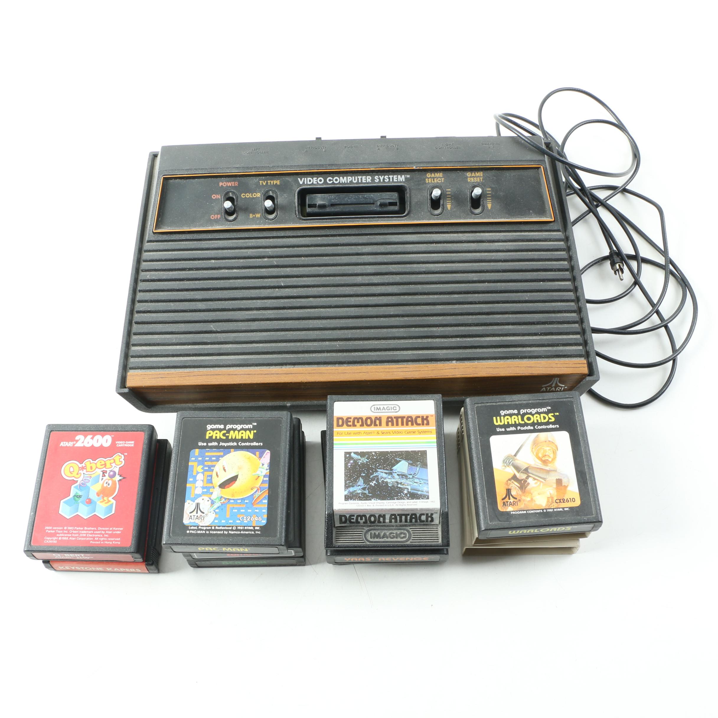 Atari 2600 Console with Games and Controllers