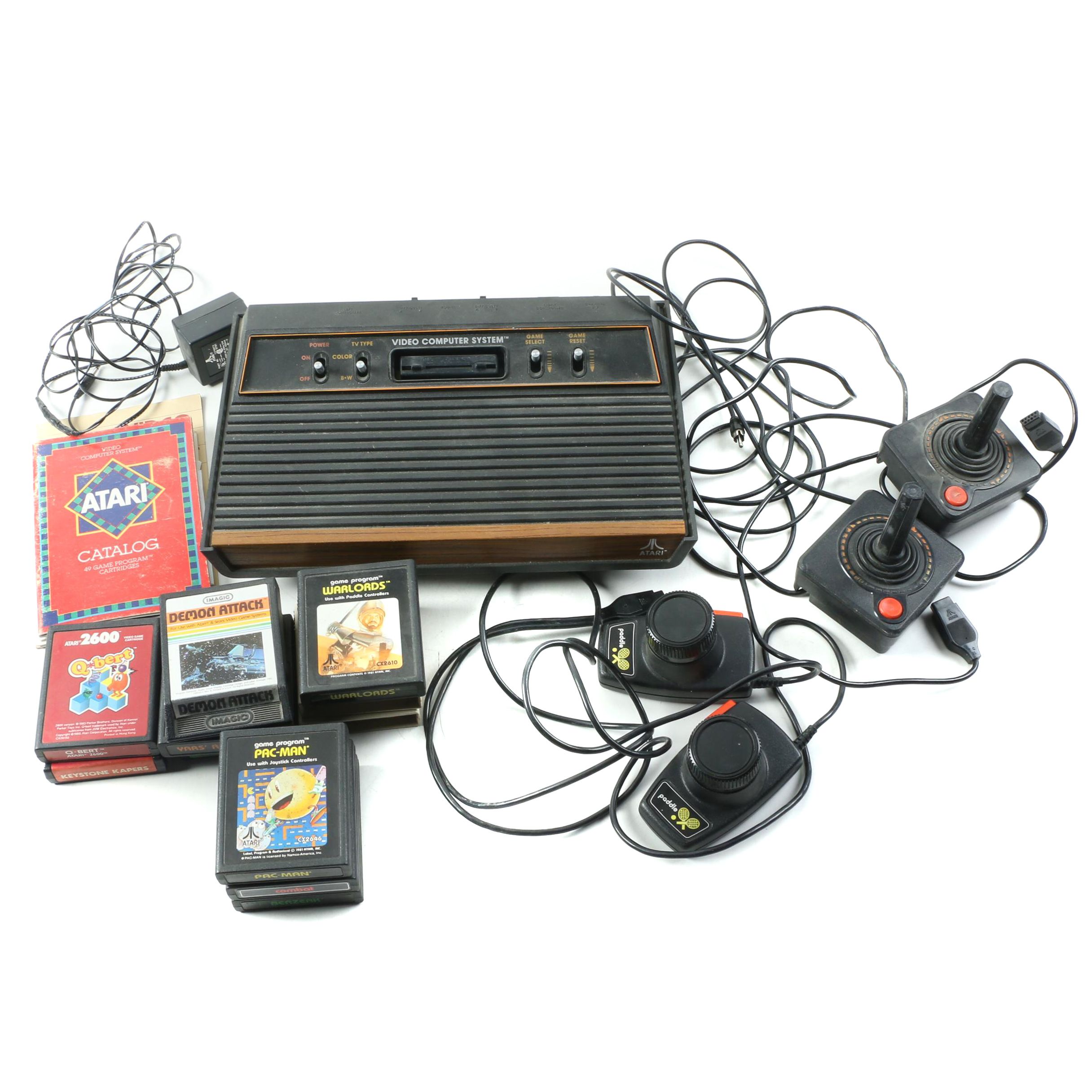 Atari 2600 Console with Games and Controllers
