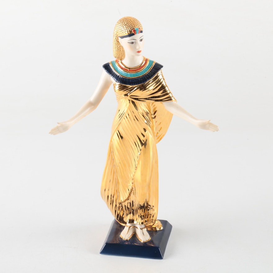 24K Gold Fine Porcelain Figurine" Selket the Goddess of Magic"